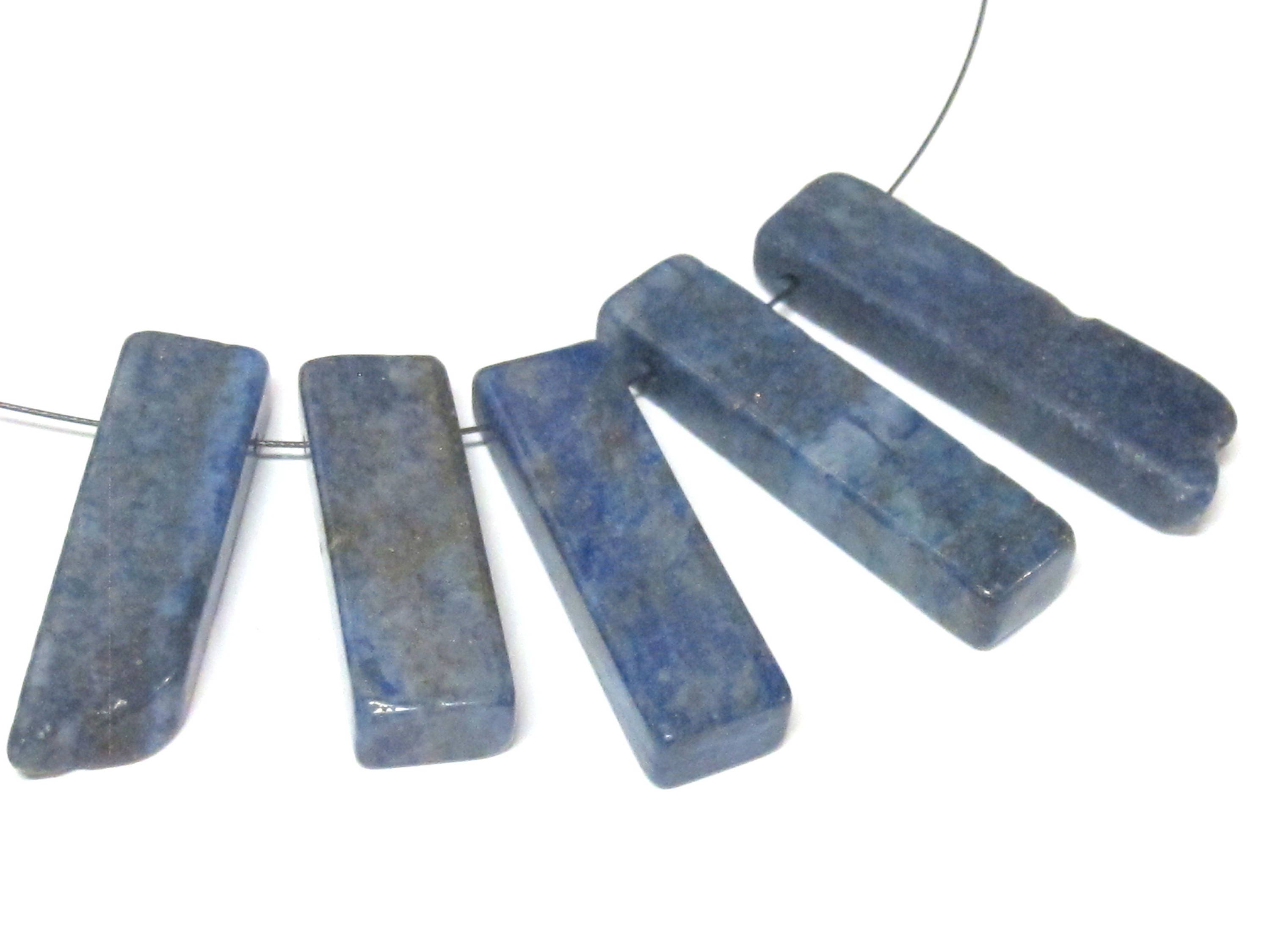 10 Beads - Long lapis slab stick bar shape beads 29 mm to 38 mm long - GM440s
