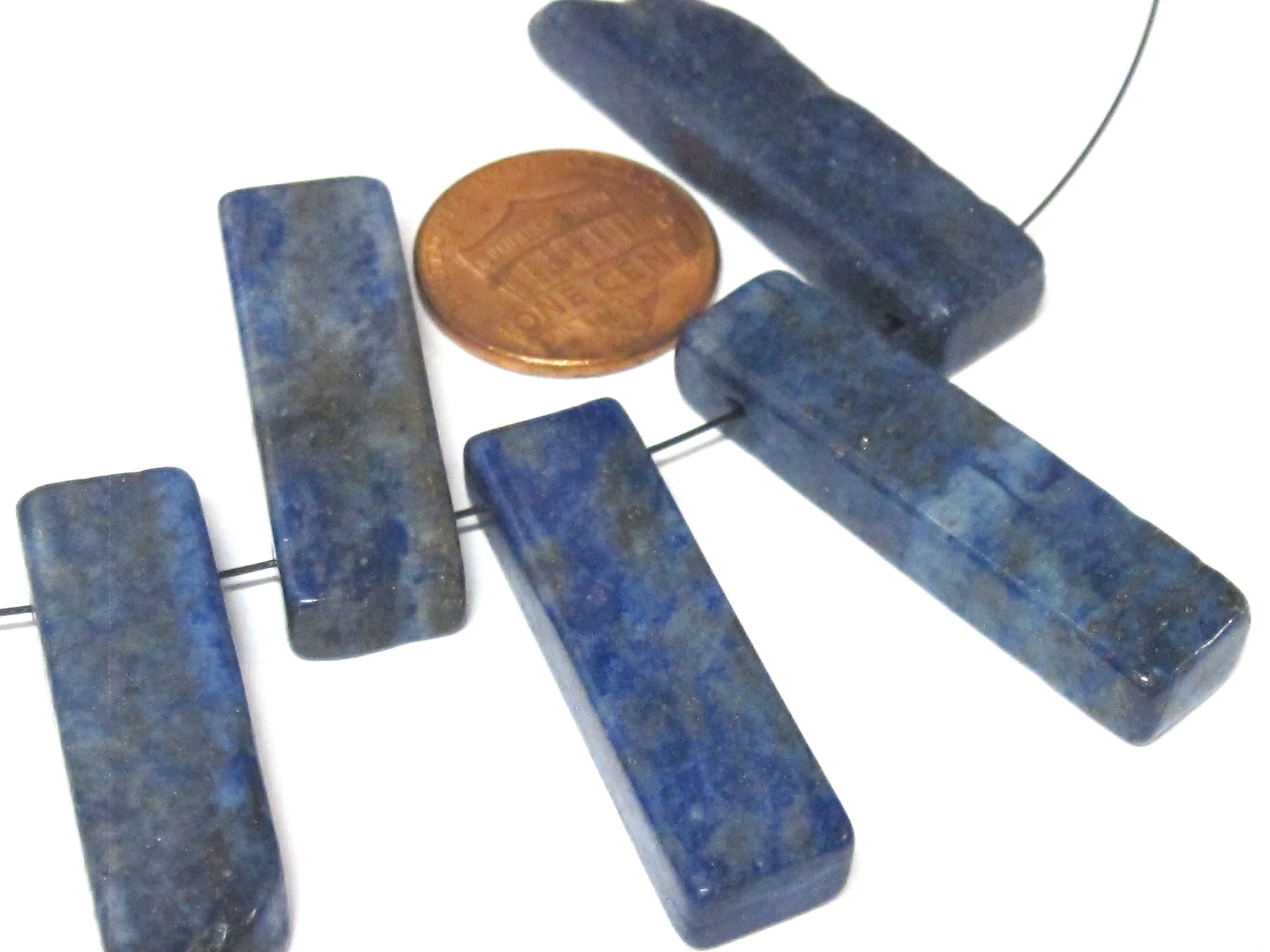 10 Beads - Long lapis slab stick bar shape beads 29 mm to 38 mm long - GM440s