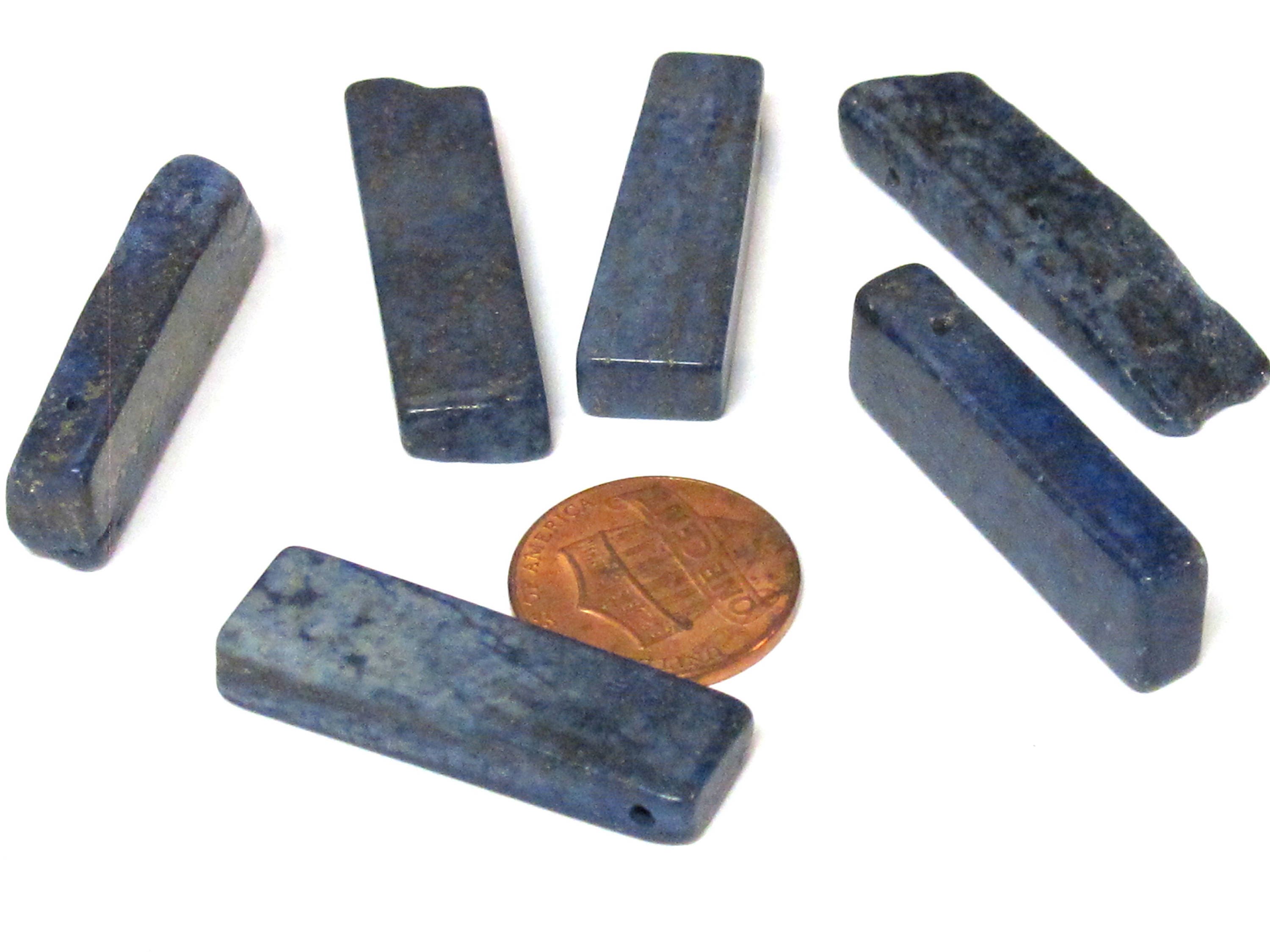 10 Beads - Long lapis slab stick bar shape beads 29 mm to 38 mm long - GM440s