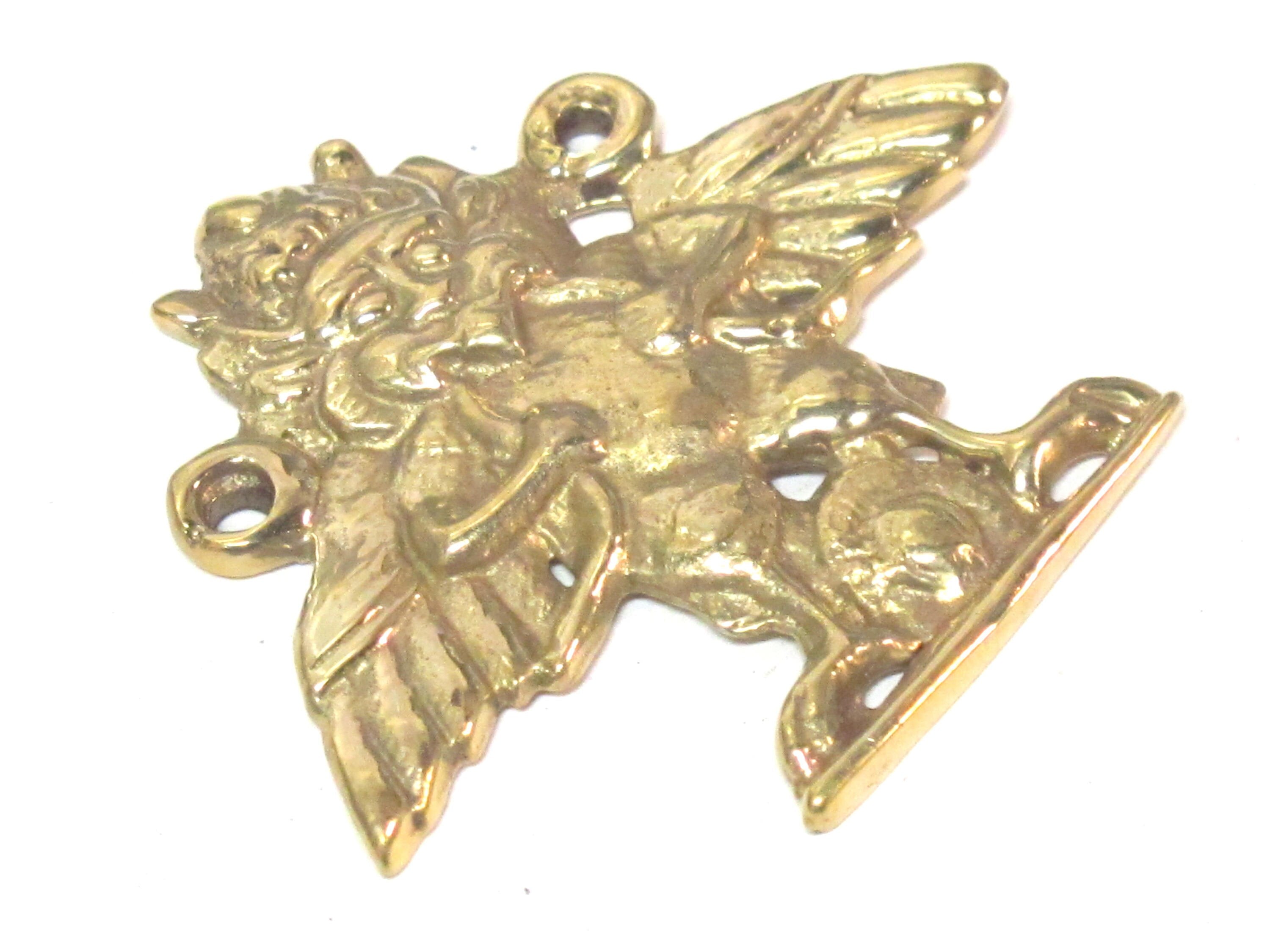 Ethnic Nepal Bird King Garuda Eagle Brass Pendant with double bail hole on sides - CP046B custom design copyright Nepalbeadshop