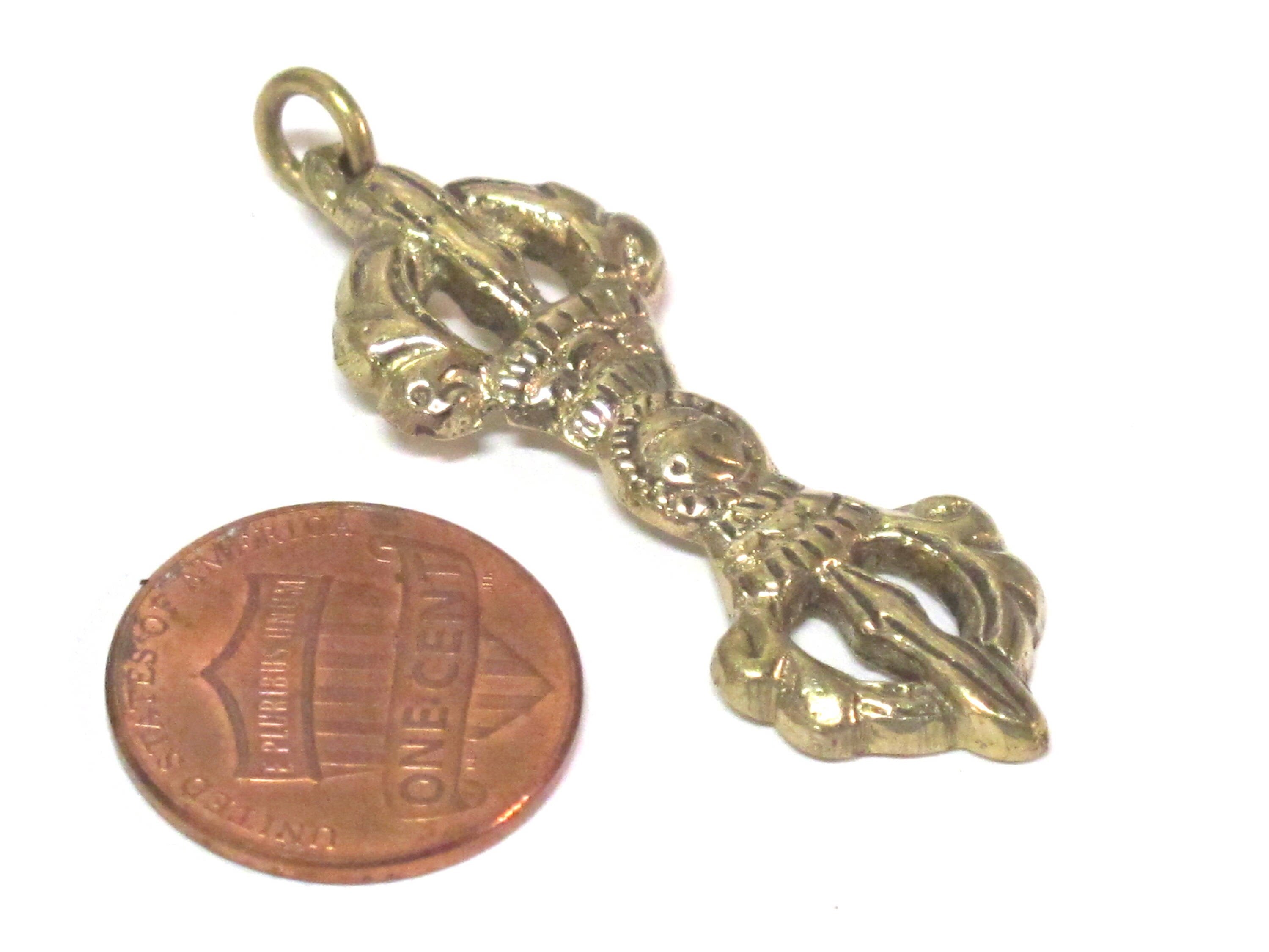 1 pendant - Tibetan vajra dorje Brass pendant from Nepal - CP047B