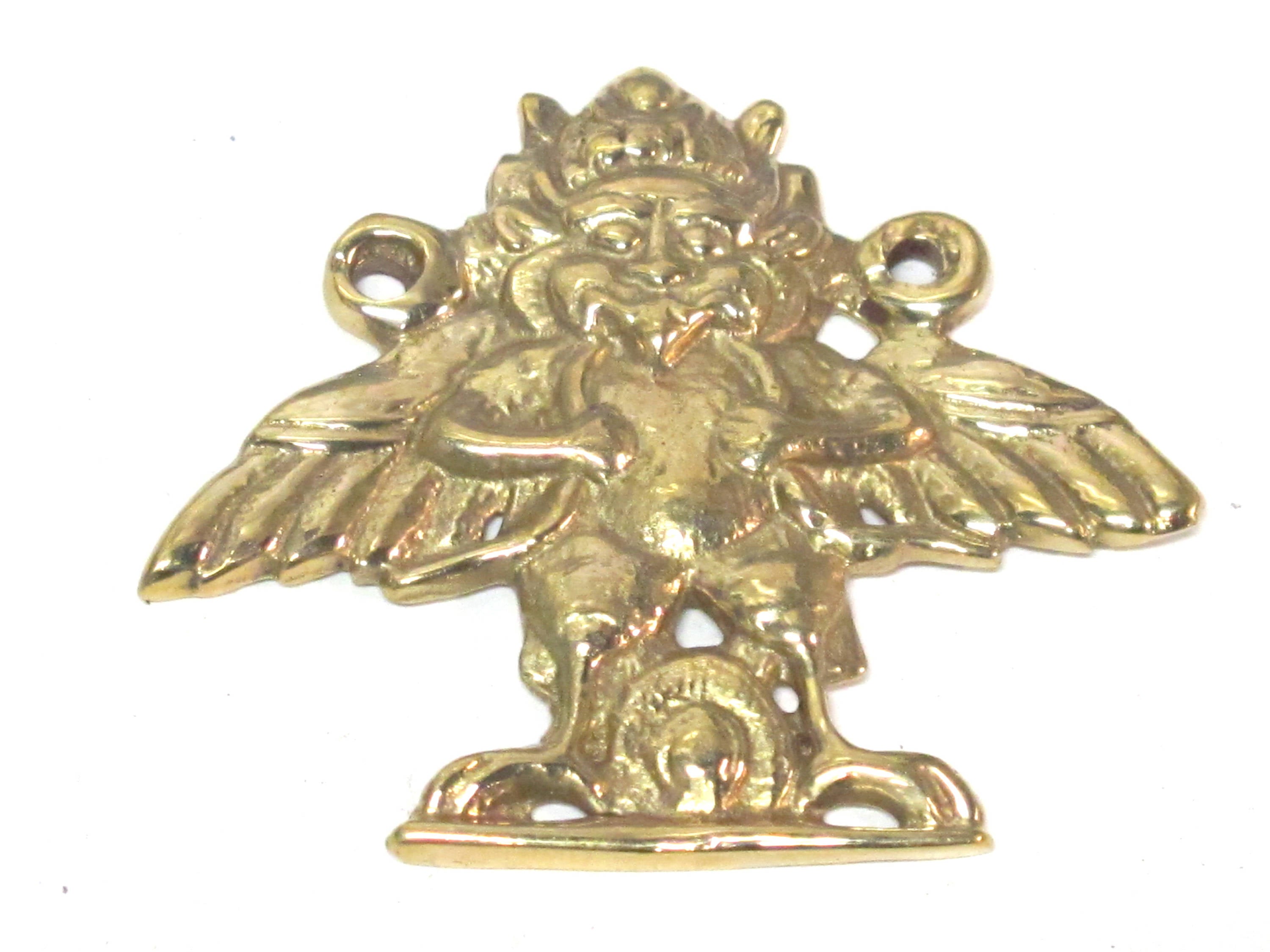 Ethnic Nepal Bird King Garuda Eagle Brass Pendant with double bail hole on sides - CP046B custom design copyright Nepalbeadshop