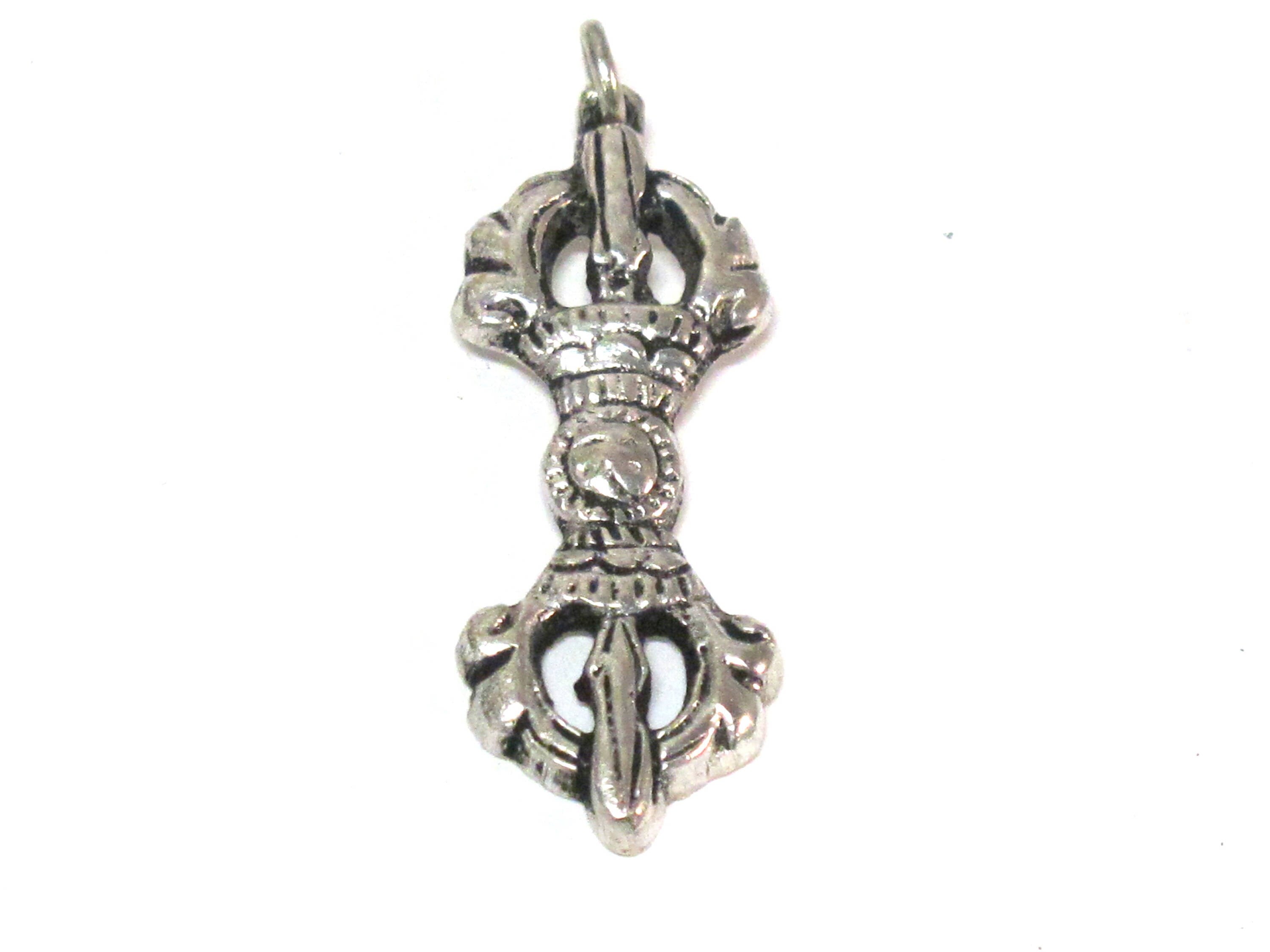 Tibetan pendant - 1 Tibetan antiqued silver finish vajra dorje pendant from Nepal - CP044B