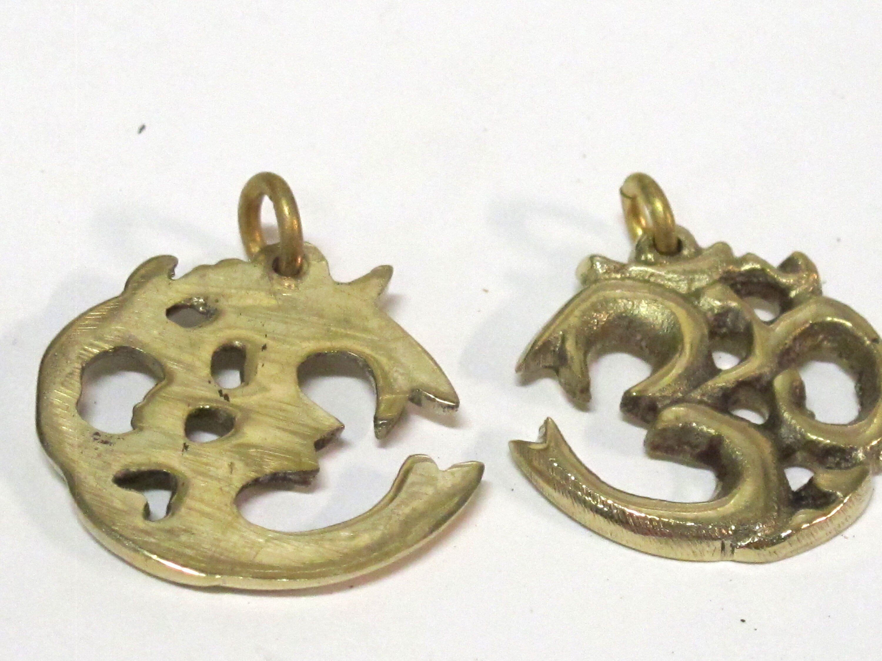 1 Pendant - Tibetan Brass Om pendant from Nepal - CP028K