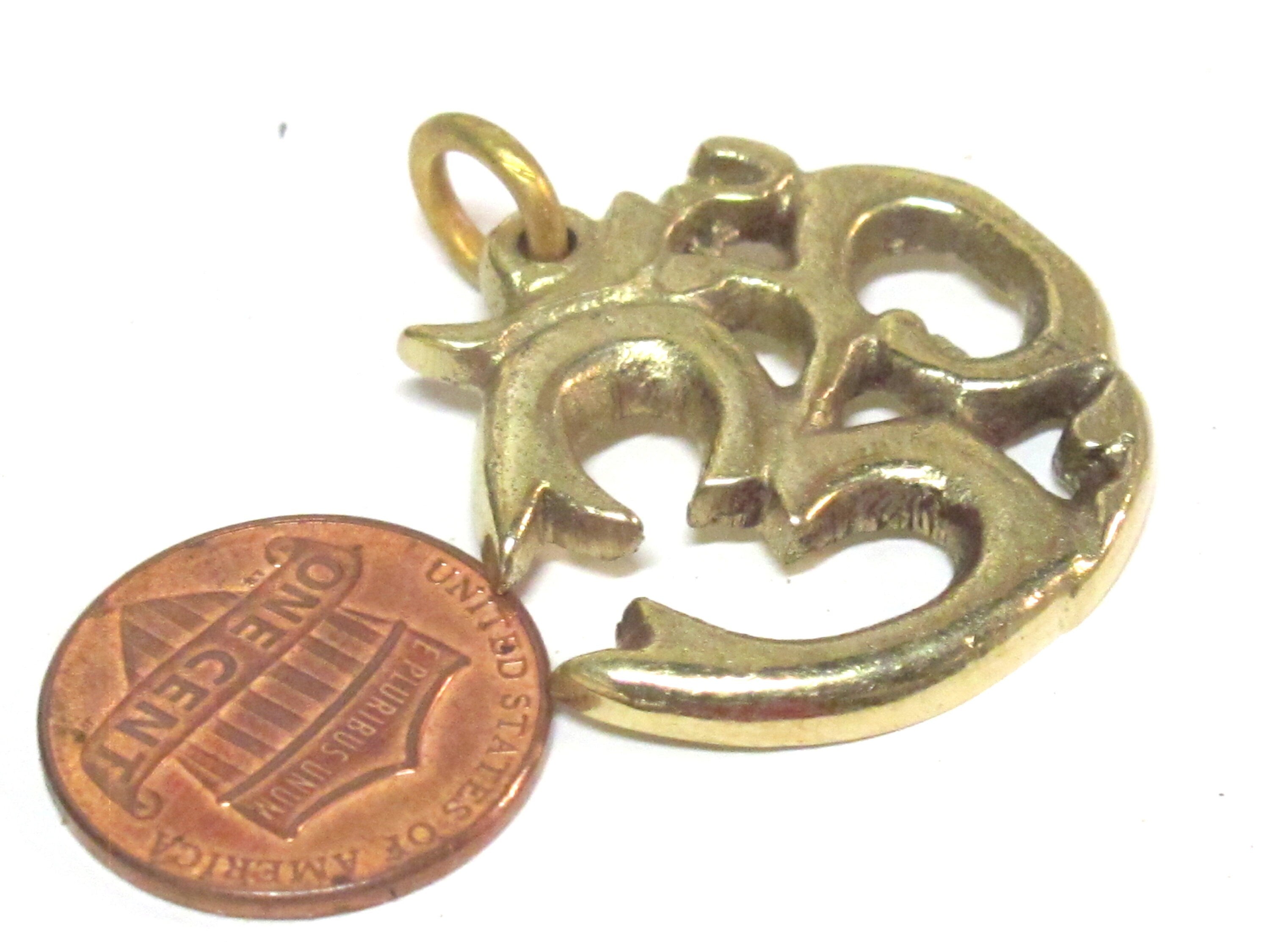 1 Pendant - Tibetan Brass Om pendant from Nepal - CP028K