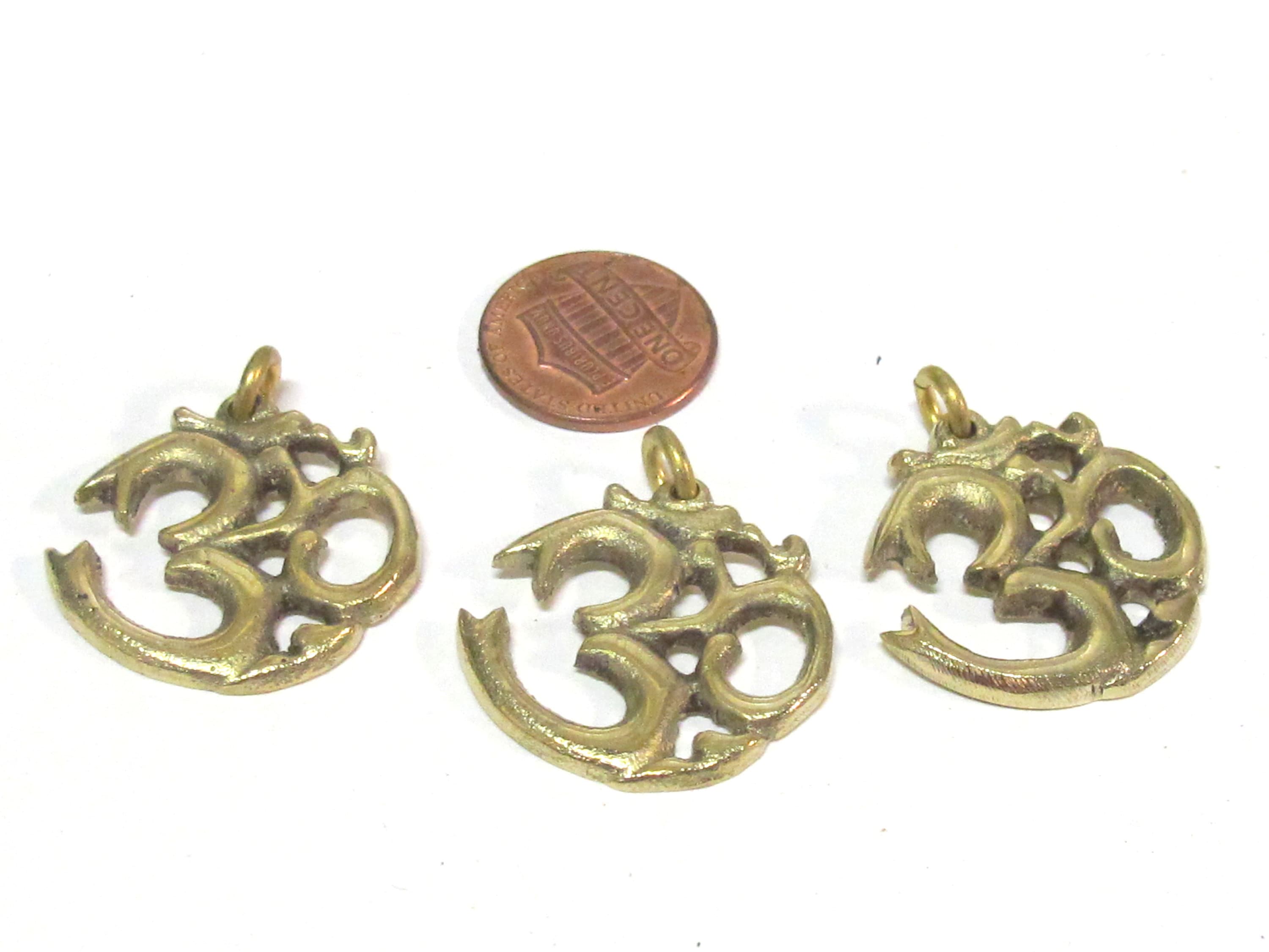 1 Pendant - Tibetan Brass Om pendant from Nepal - CP028K