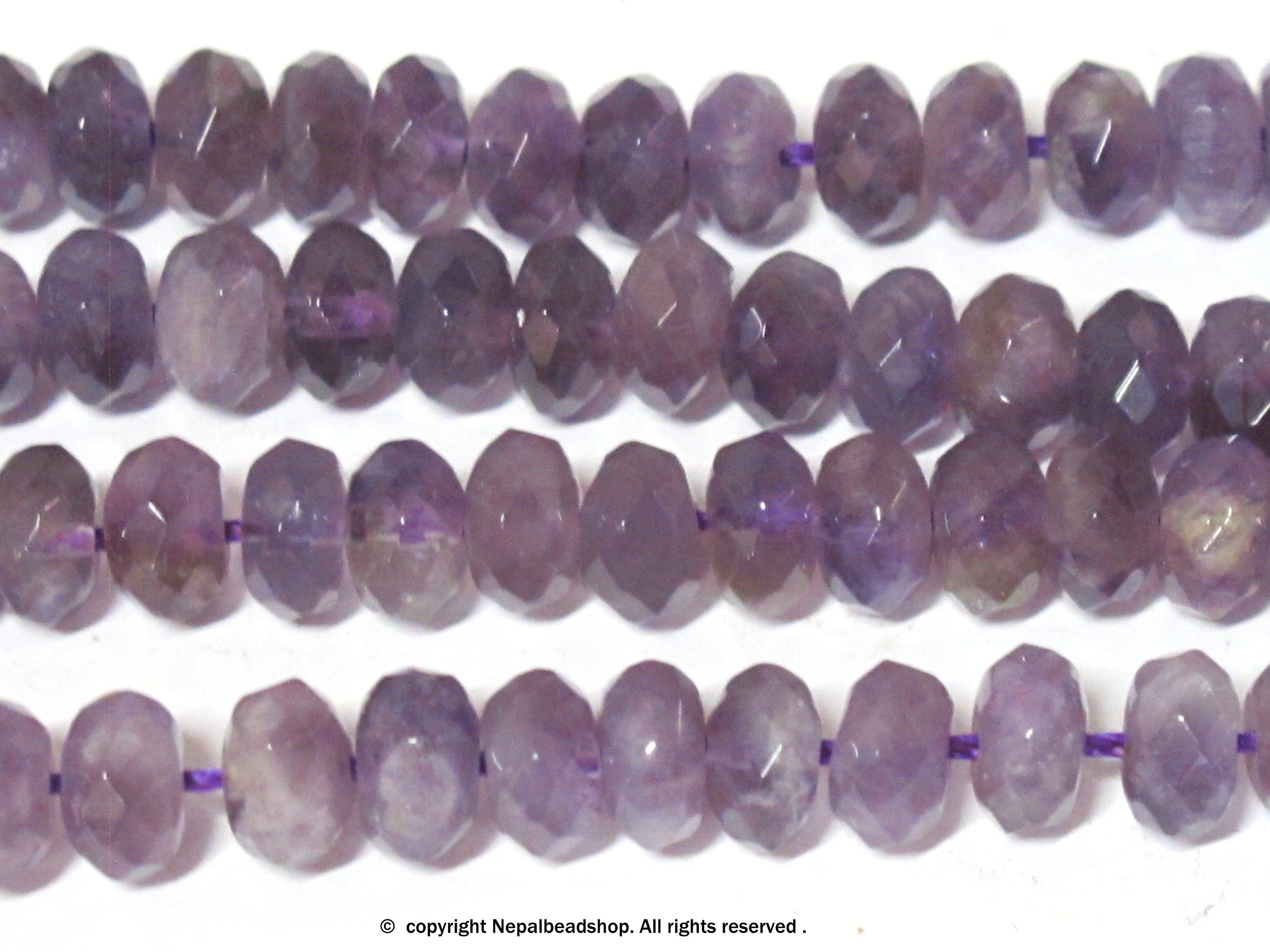 10 Beads - small size rondelle shape abacus faceted amethyst gemstone beads 8 mm - GM005R