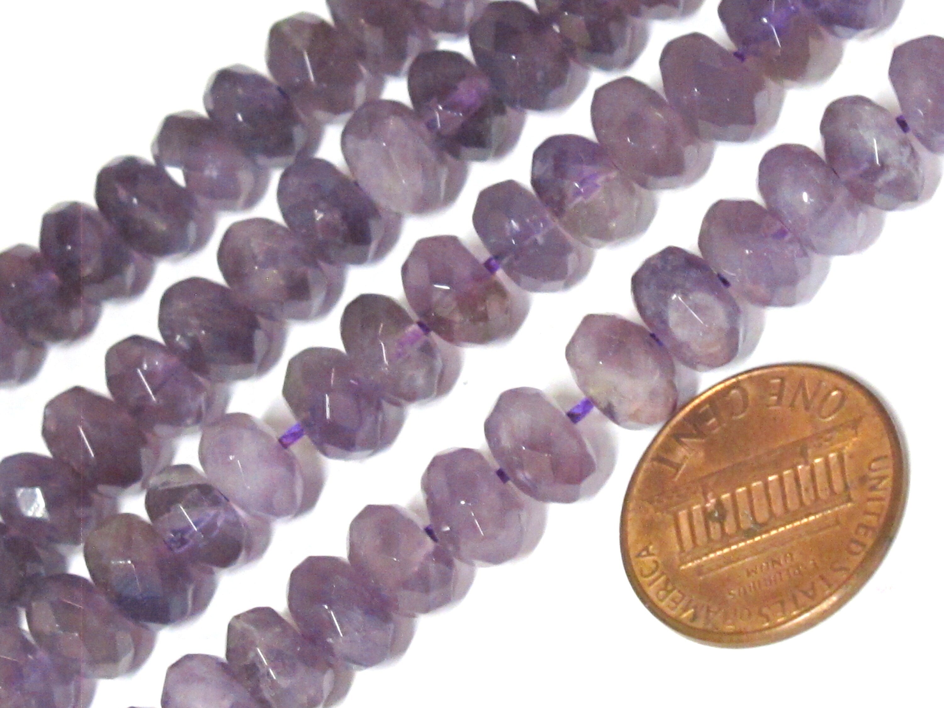 10 Beads - small size rondelle shape abacus faceted amethyst gemstone beads 8 mm - GM005R