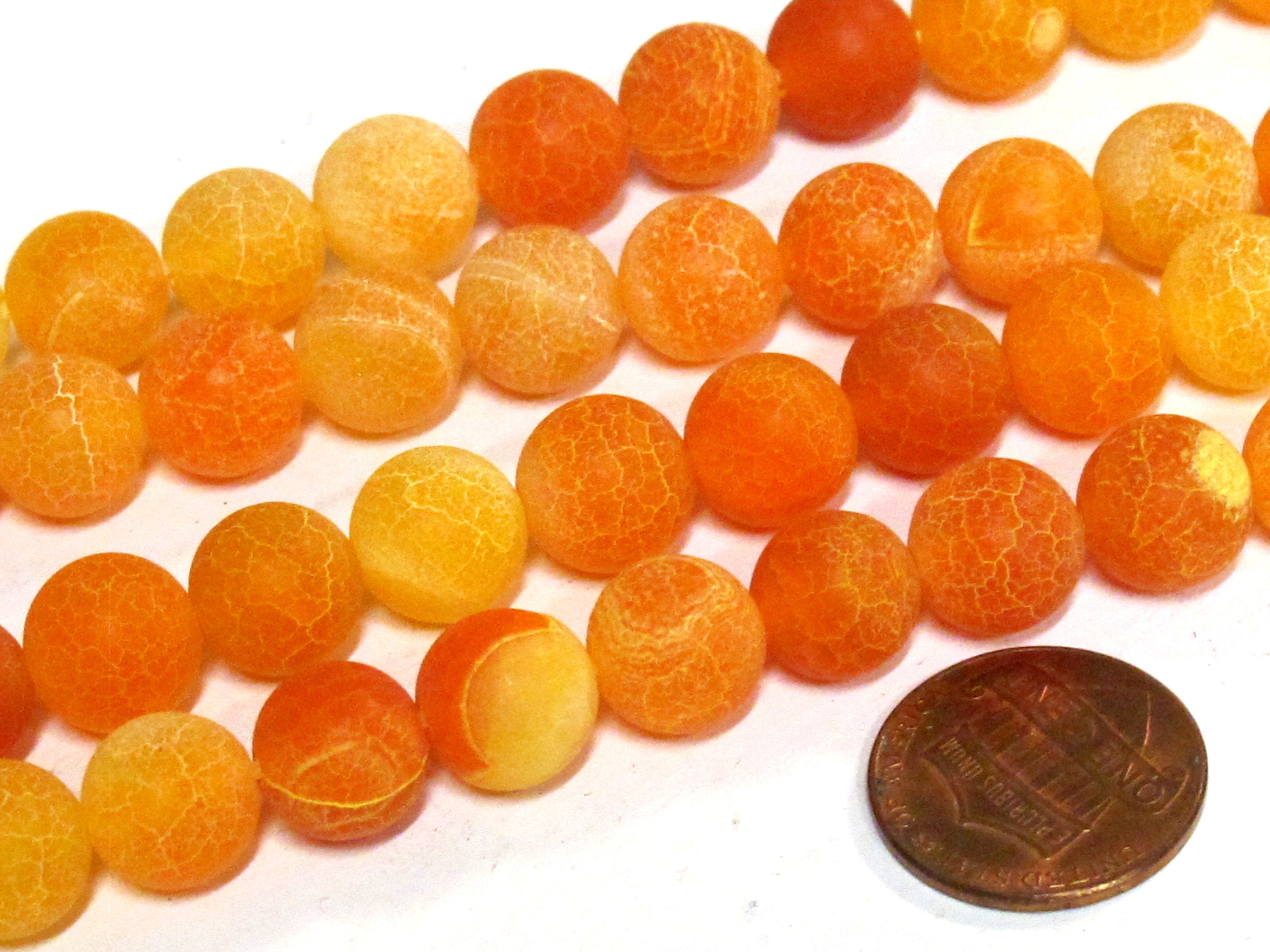 10 BEADS - Fire agate mix orange fall colors dragon veins gemstone beads 10 mm - GM380R