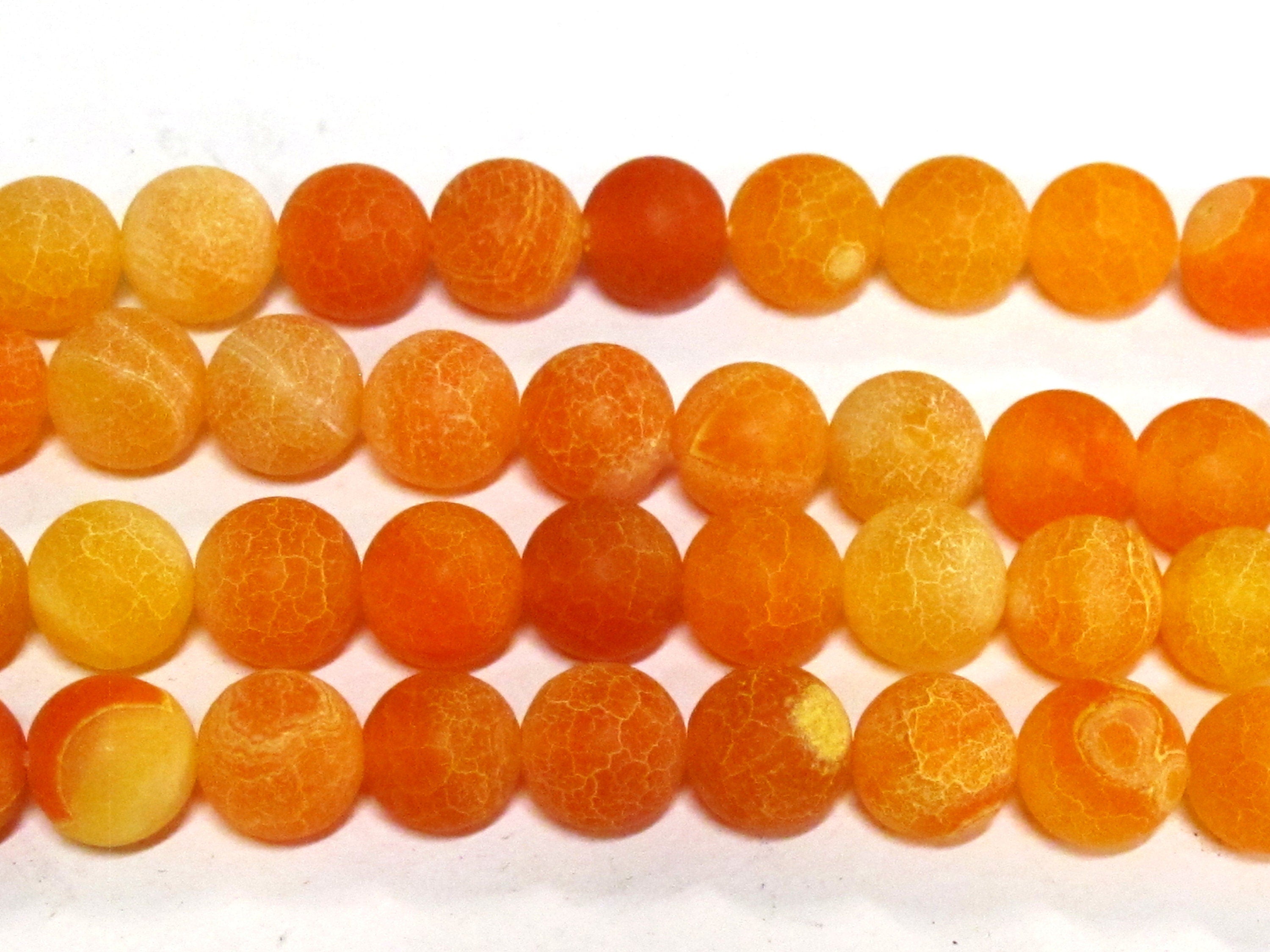 10 BEADS - Fire agate mix orange fall colors dragon veins gemstone beads 10 mm - GM380R