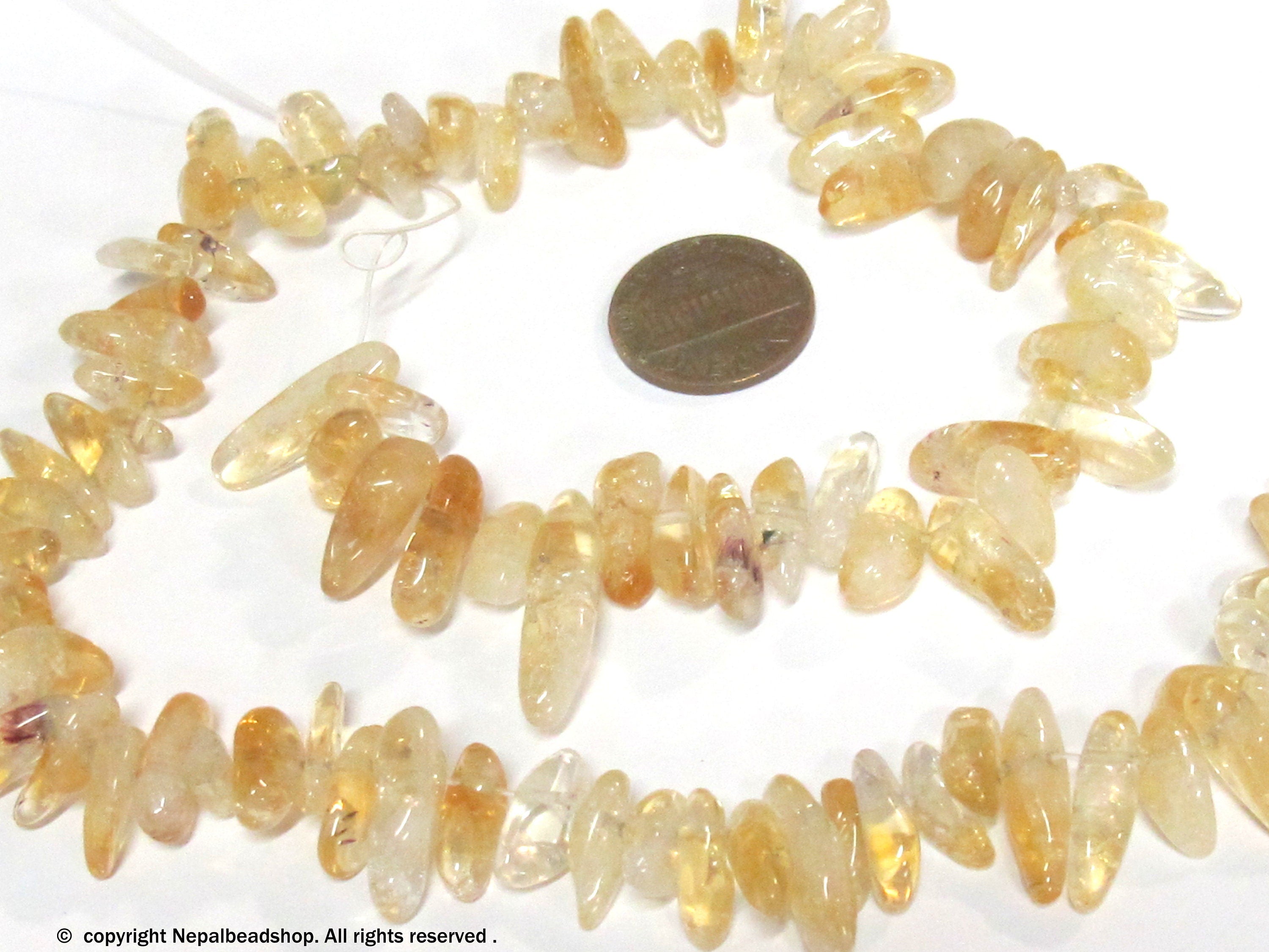 1 full strand of Citrine Lemon quartz beads stock nugget shape - GM007
