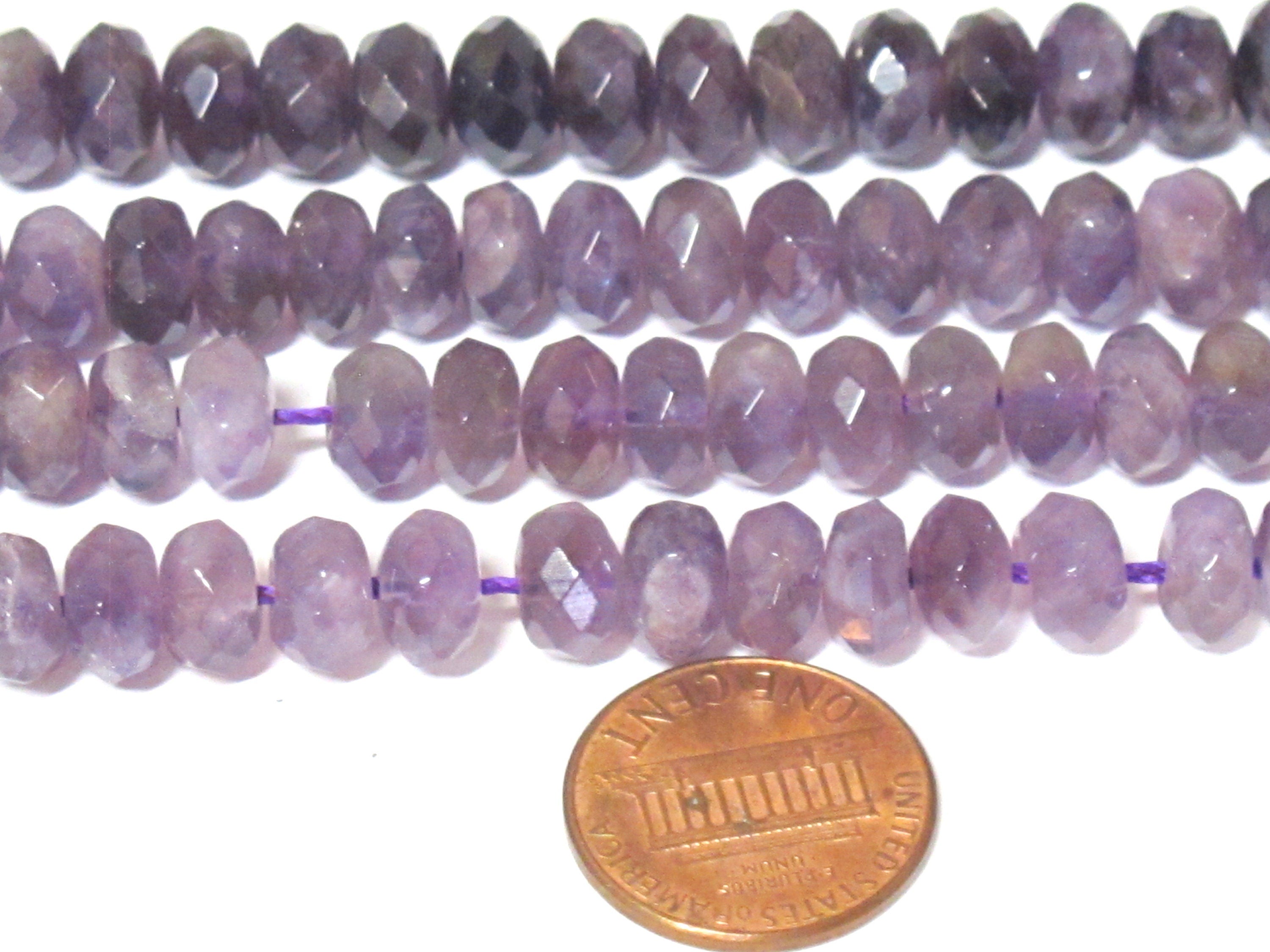 10 Beads - small size rondelle shape abacus faceted amethyst gemstone beads 8 mm - GM005R