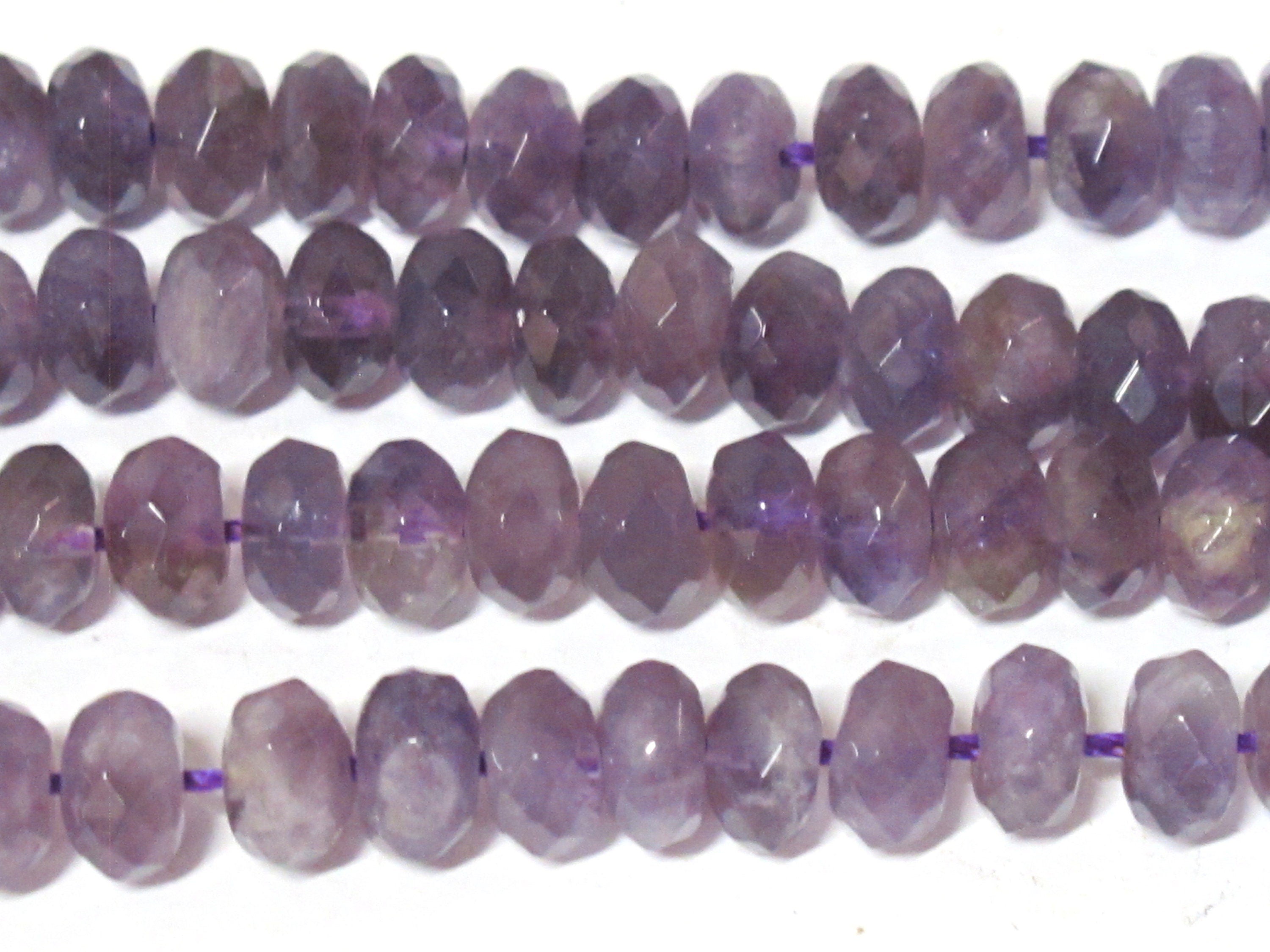 10 Beads - small size rondelle shape abacus faceted amethyst gemstone beads 8 mm - GM005R