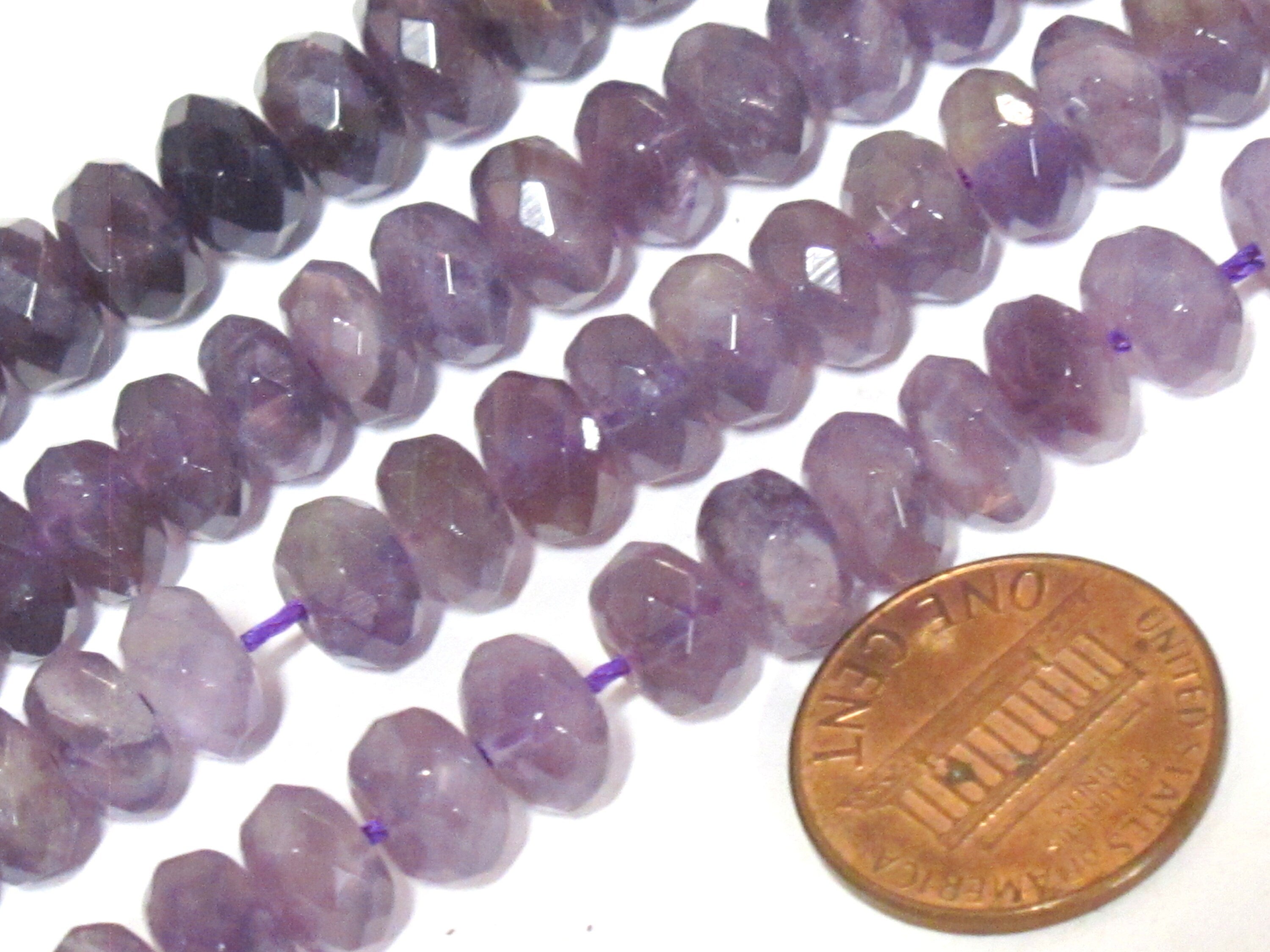 10 Beads - small size rondelle shape abacus faceted amethyst gemstone beads 8 mm - GM005R