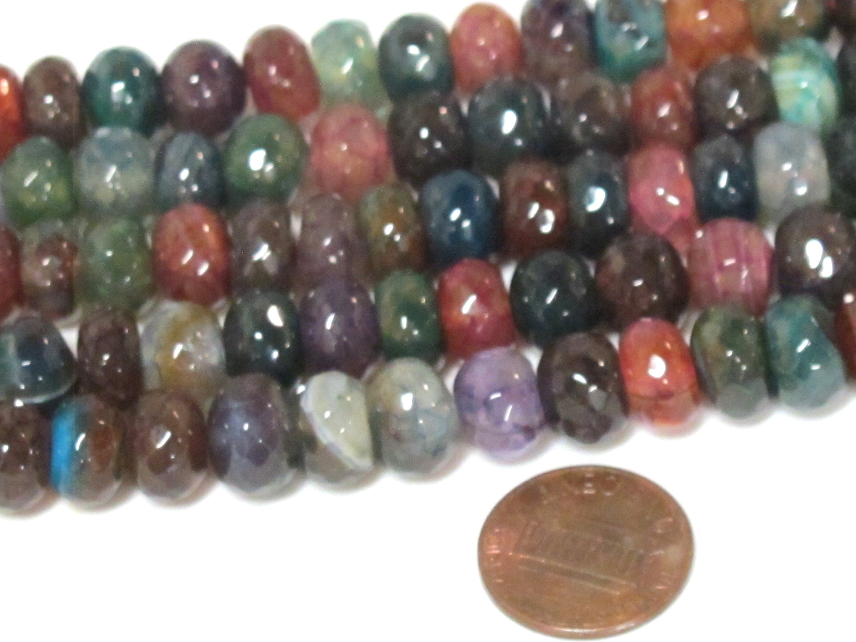 1 Full Strand - Faceted abacus fire agate fall colors colorful gemstone beads 15 inches strand - 10mm - GM450