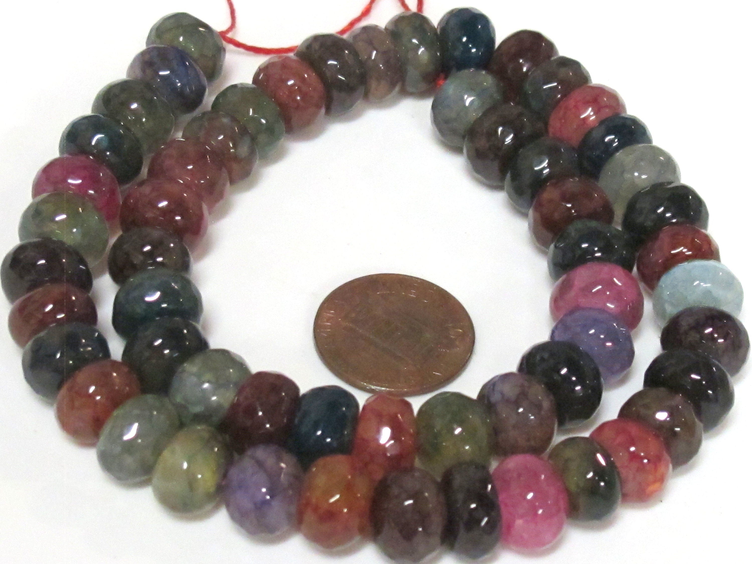 1 Full Strand - Faceted abacus fire agate fall colors colorful gemstone beads 15 inches strand - 10mm - GM450