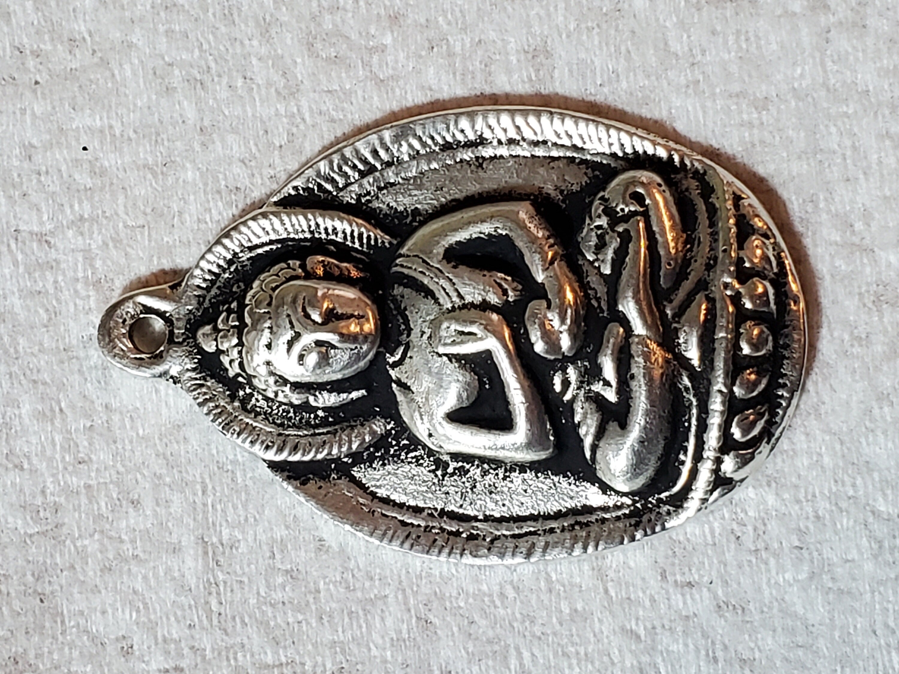 Gorgeous large size Oval shape Tibetan Buddha pendant antiqued silver finish Nepal - CP061