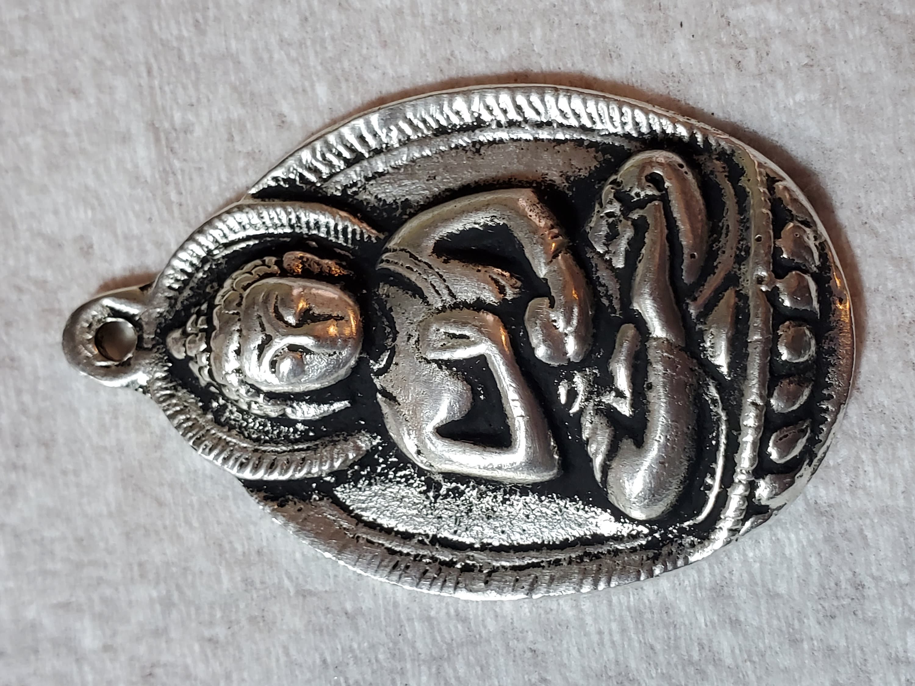 Gorgeous large size Oval shape Tibetan Buddha pendant antiqued silver finish Nepal - CP061