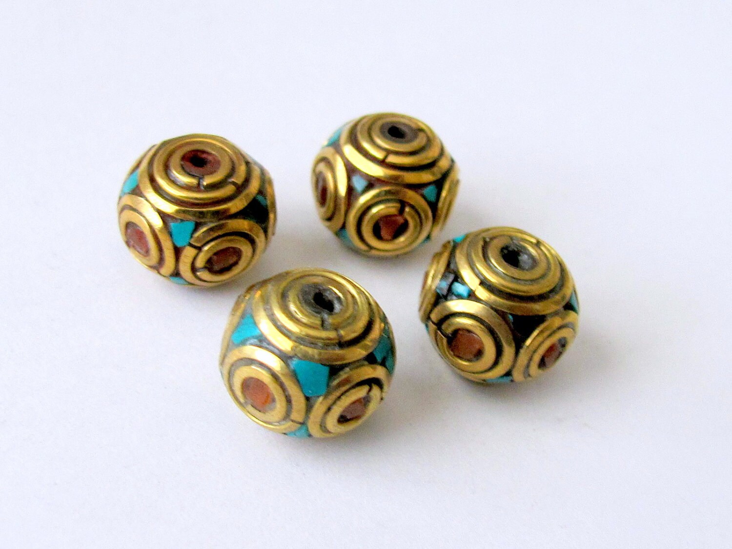 Tibetan beads - nepal beads -Nepalese brass beads - ethnic beads - 2 beads set - BD072