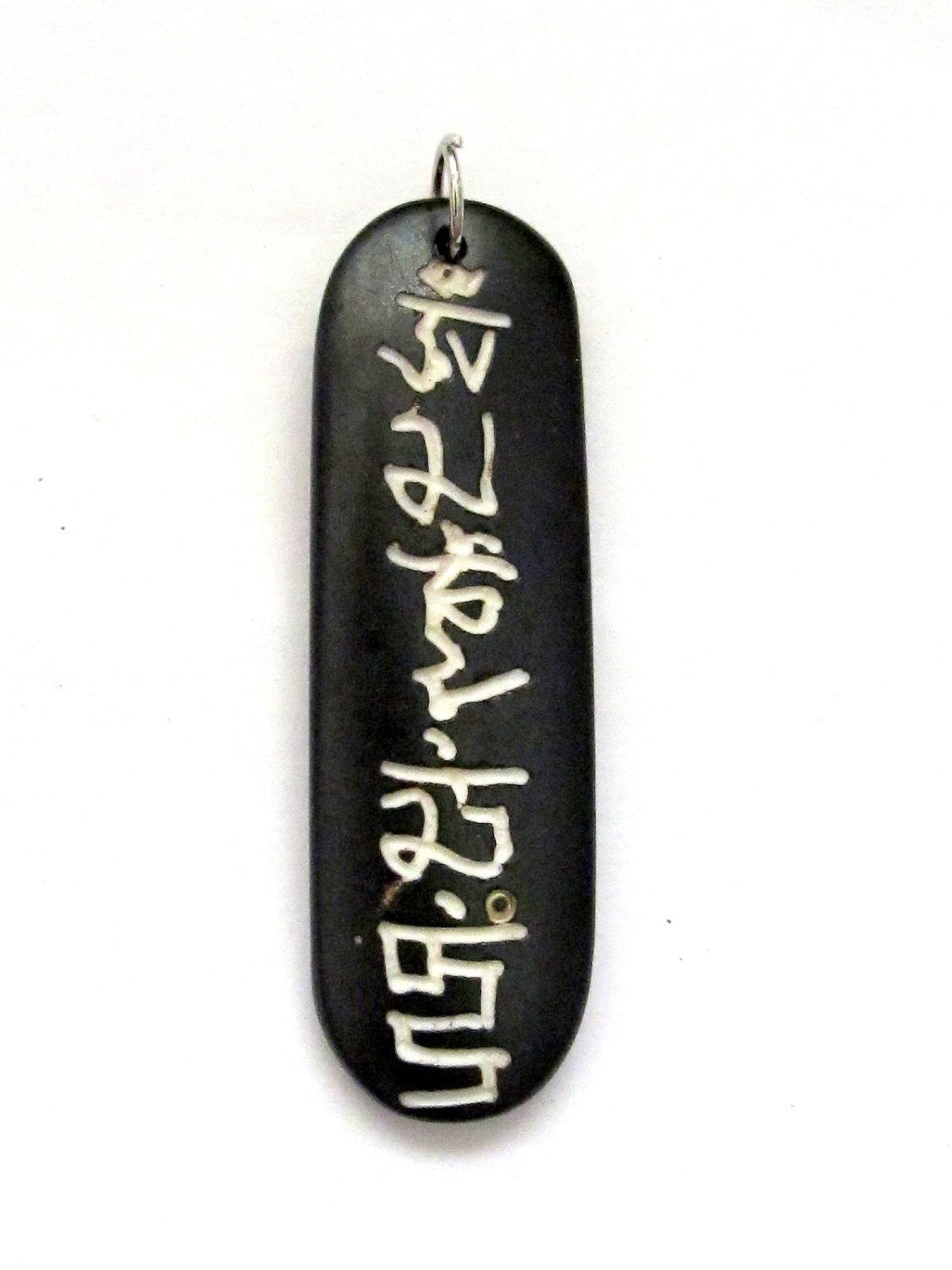 Bone pendant carved with Om mani padme hum - PB003