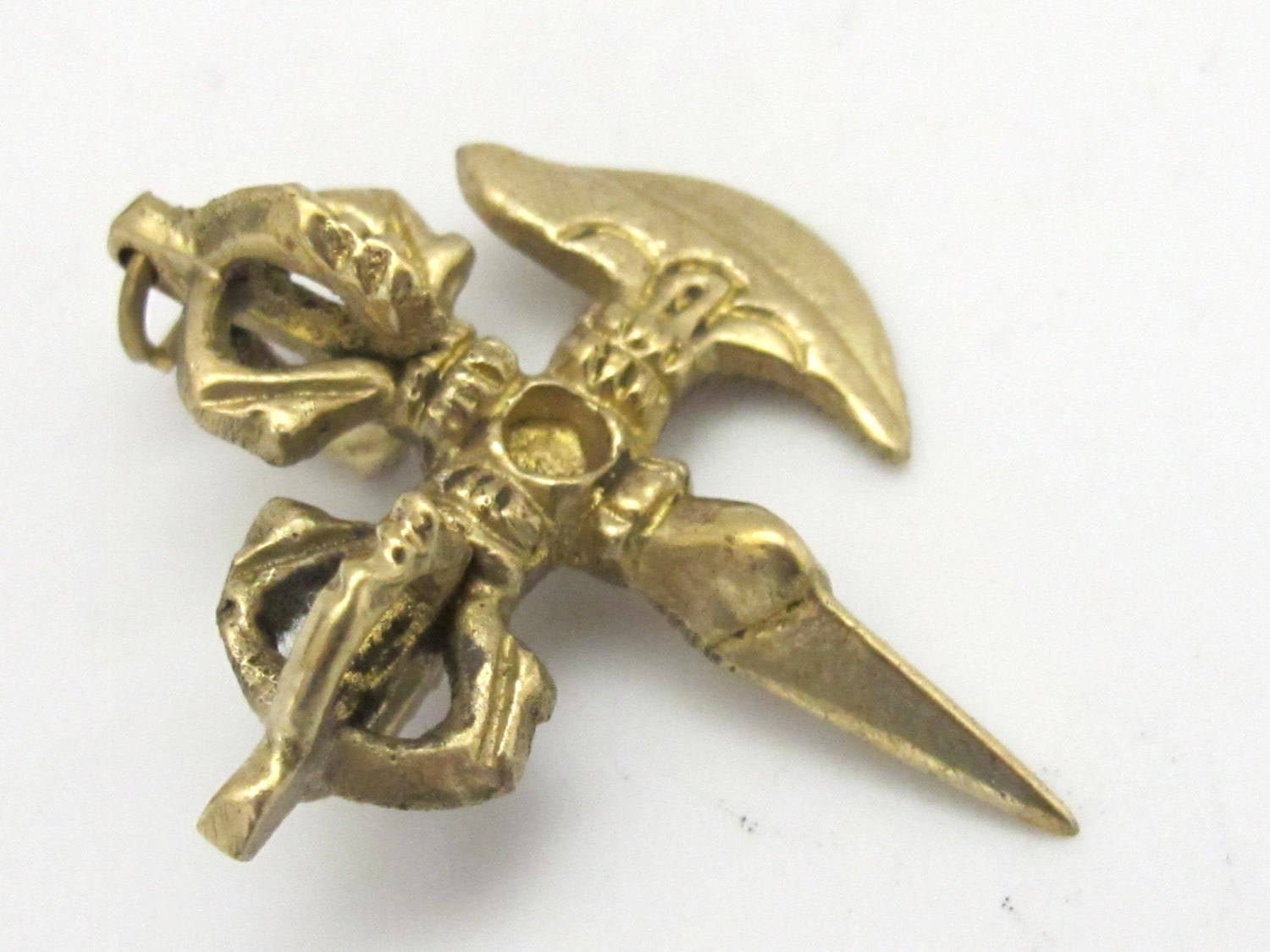 1 Pendant - Tibetan pendants brass phurba metal pendants Medium size Ethnic Phurba Vajra dagger brass pendant from Nepal - CP066s