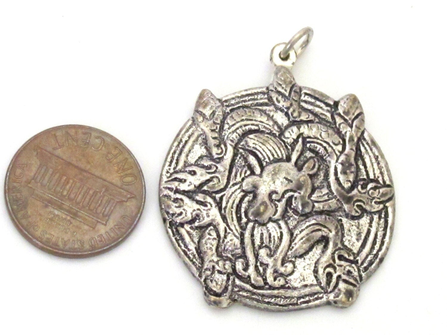 1 Pendant - Ethnic Tibetan silver Dragon pendant - CP057