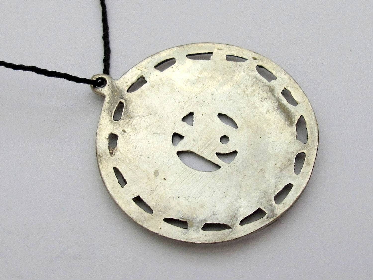 Tibetan ashtamangala auspicious symbols Om pendant Tibetan pendant antiqued silver finish ethnic Nepal supplies- CP060K