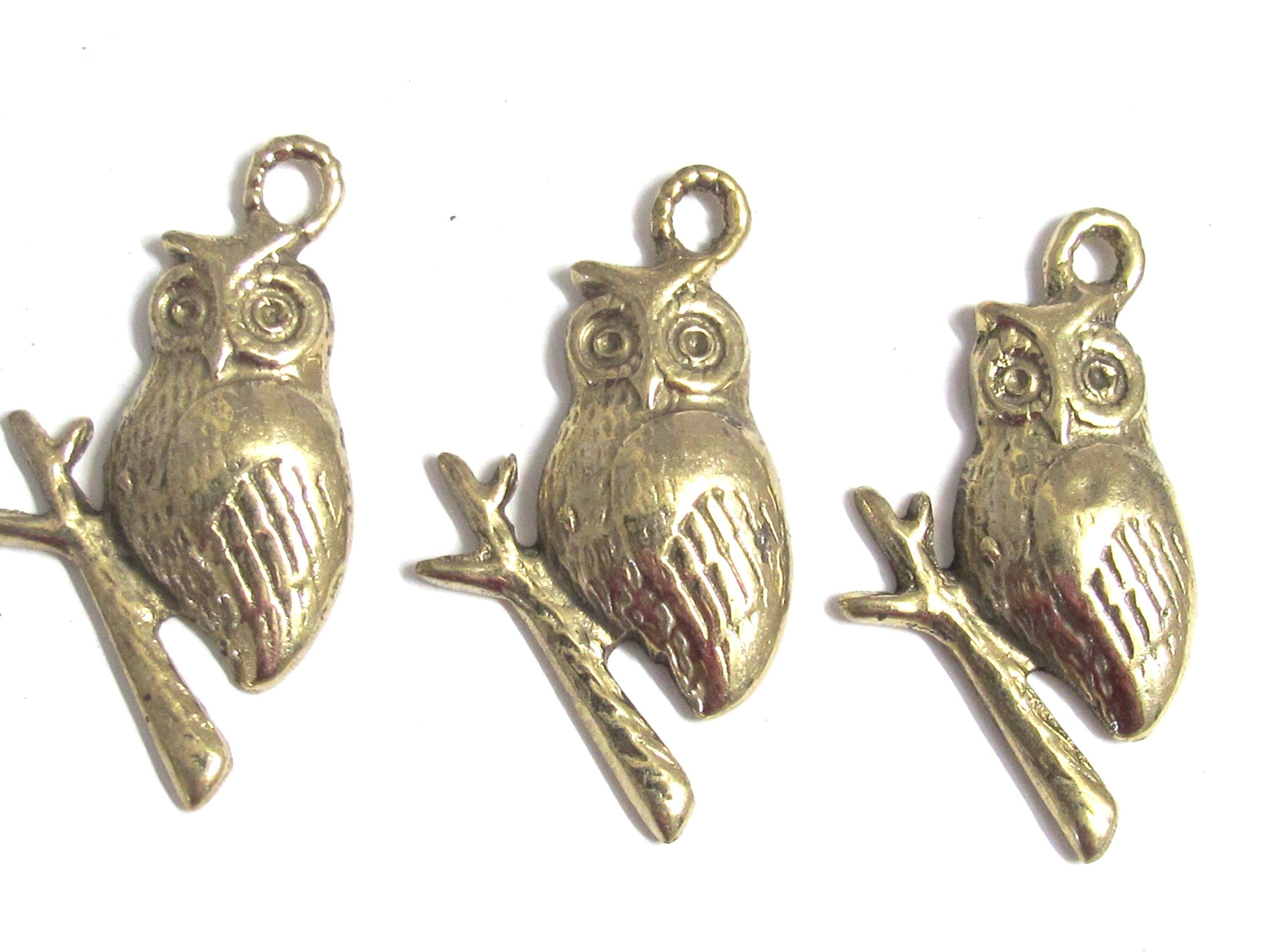 1 Pendant - Tibetan owl bird pendant solid brass owl pendant from Nepal - CP142