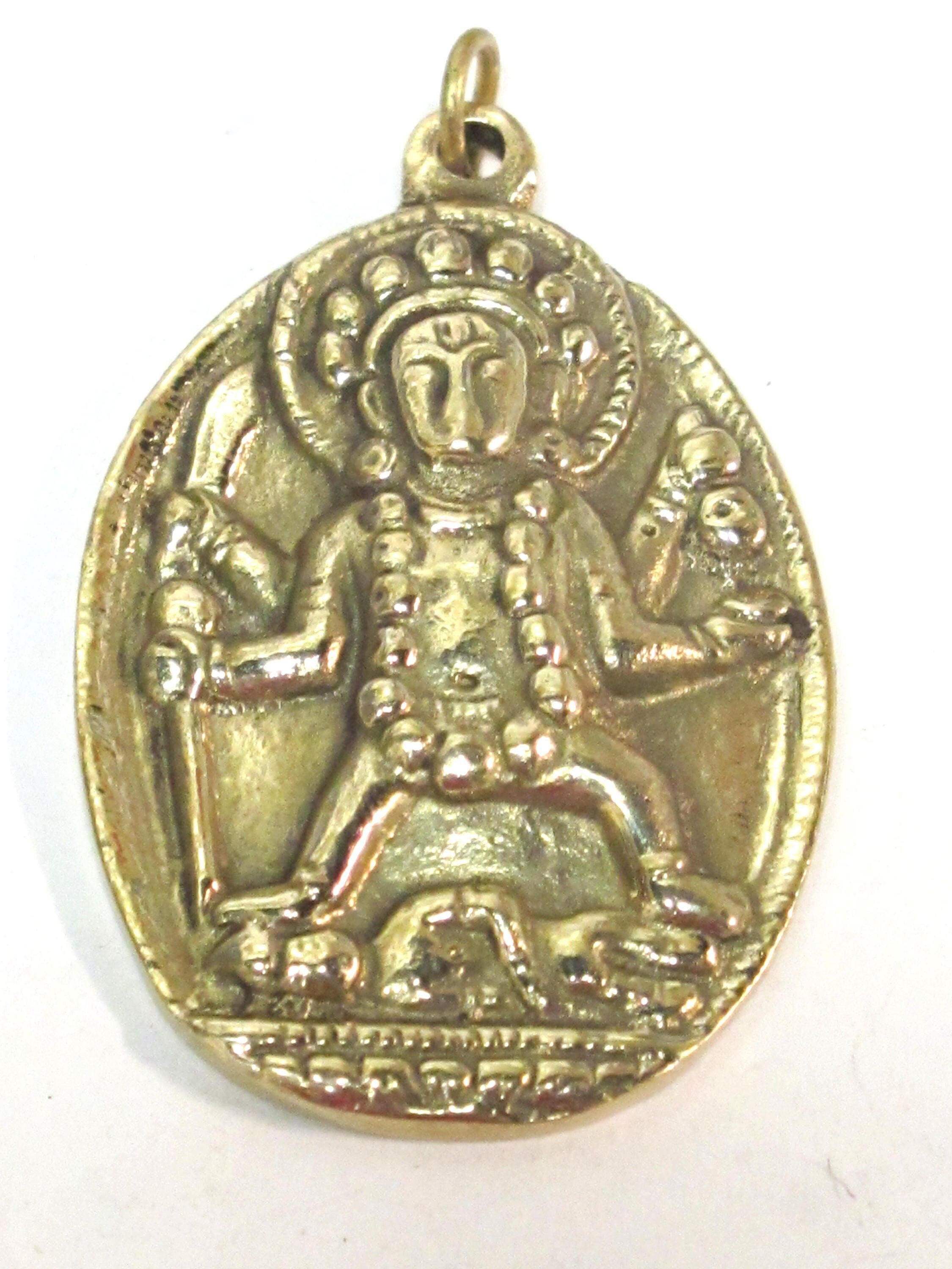 1 pendant - Brass Oval shape Goddess Kali Shiva pendant from Nepal - CP023 custom design copyright Nepalbeadshop