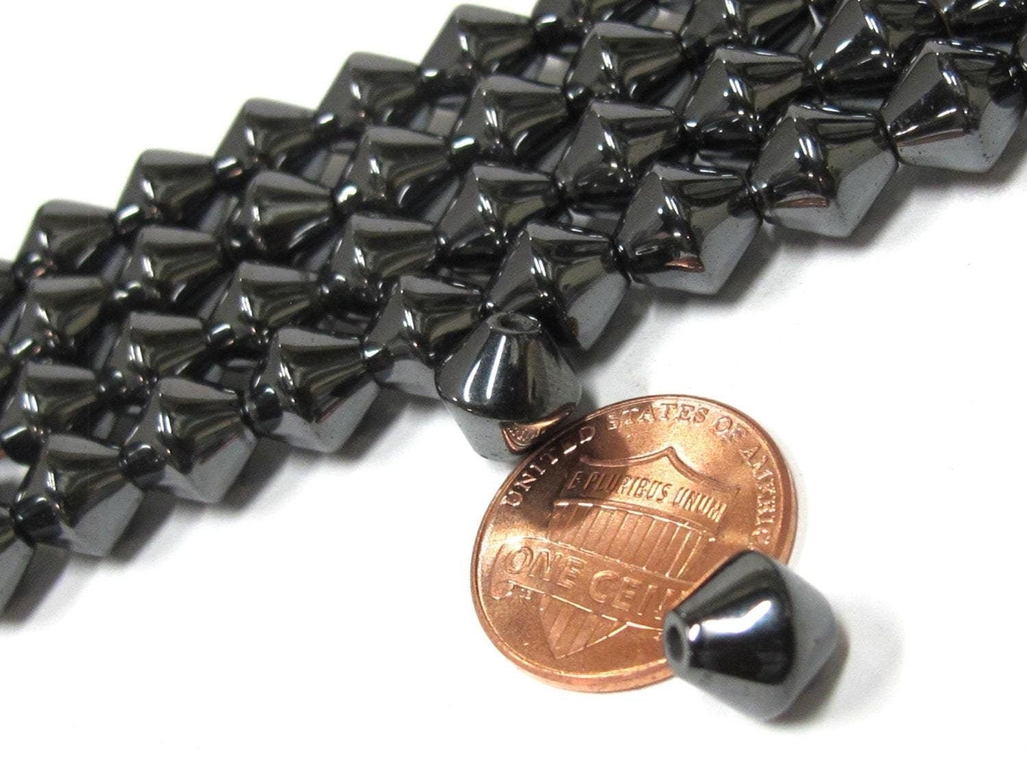 10 BEADS - Bicone shape 8 mm size Magnetic Hematite gemstone Beads - GM406