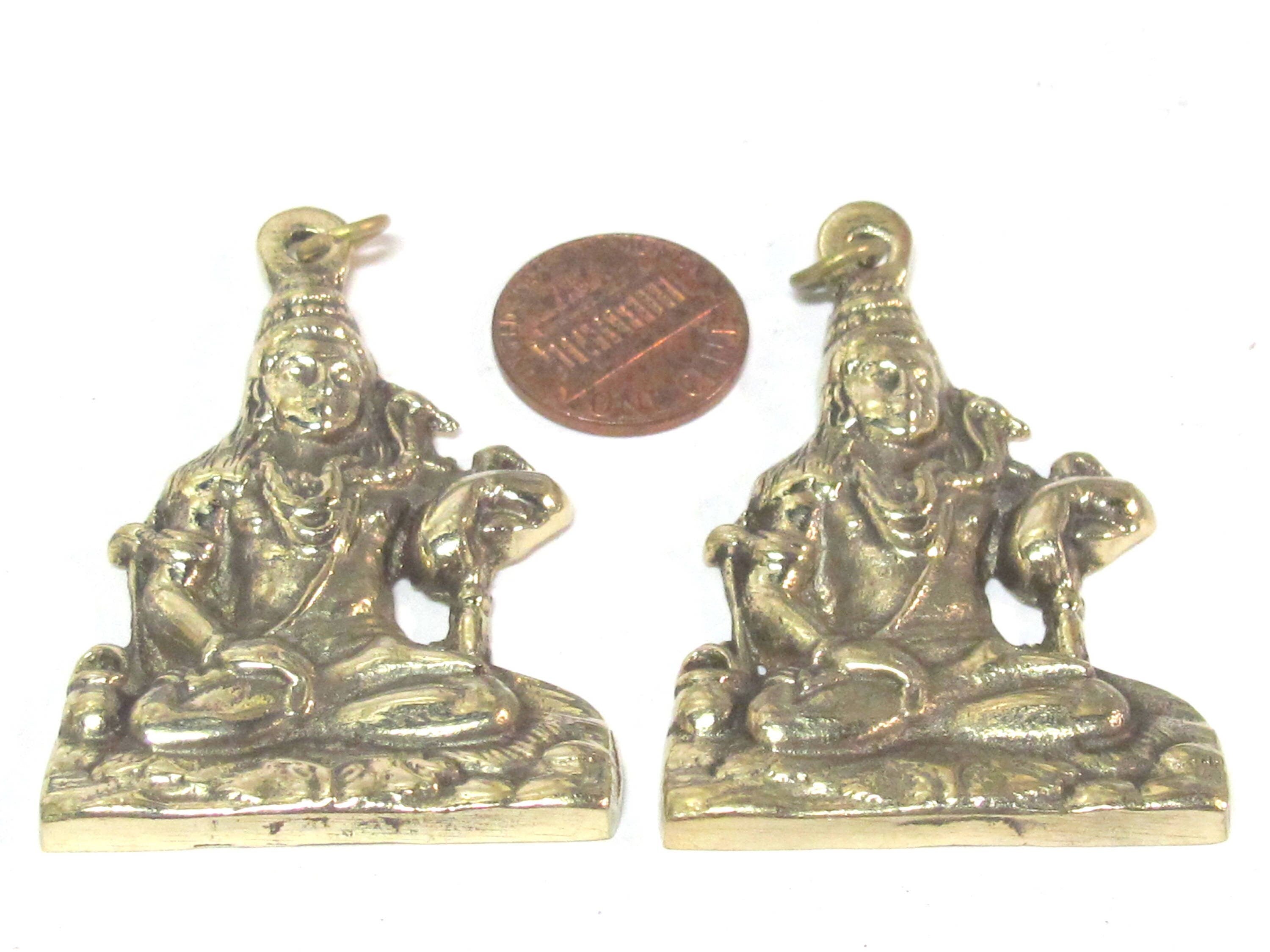 1 Pendant - Large size Hindu Lord Shiva Pashupatinath seated posture brass pendant from Nepal - CP128 custom design copyright Nepalbeadshop
