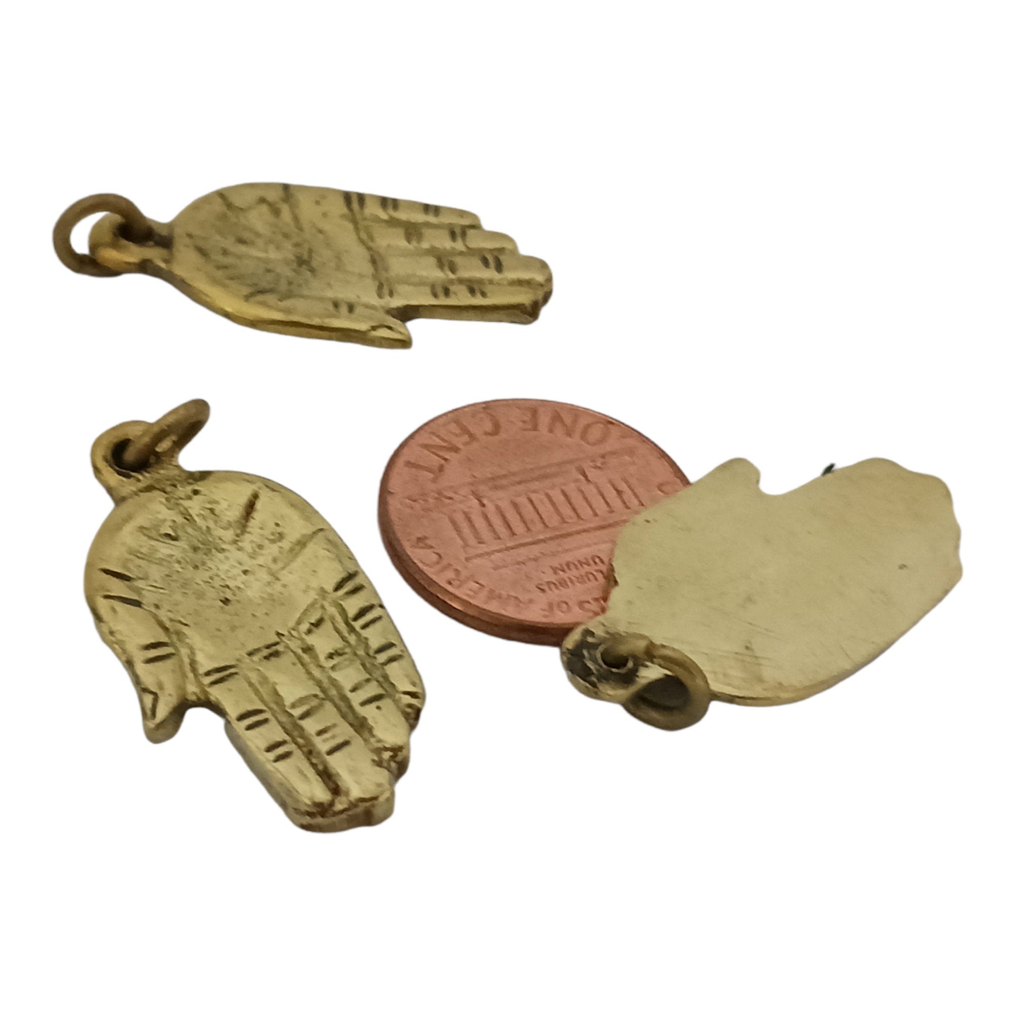 1 Pendant - Small Petite size Tibetan brass hand Pendant from Nepal - CP026H