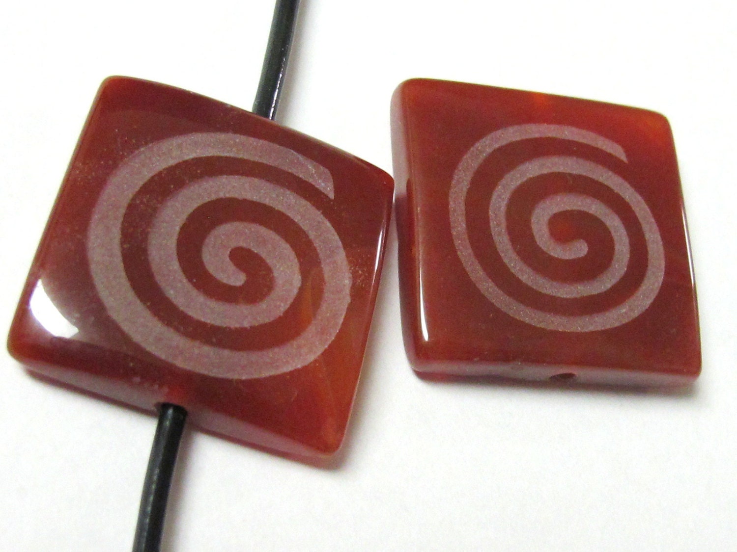 4 Beads - Tibetan Etched agate gemstone beads spiral design brown color agate gemstone bead Nepalbeadshop supplies - GM019