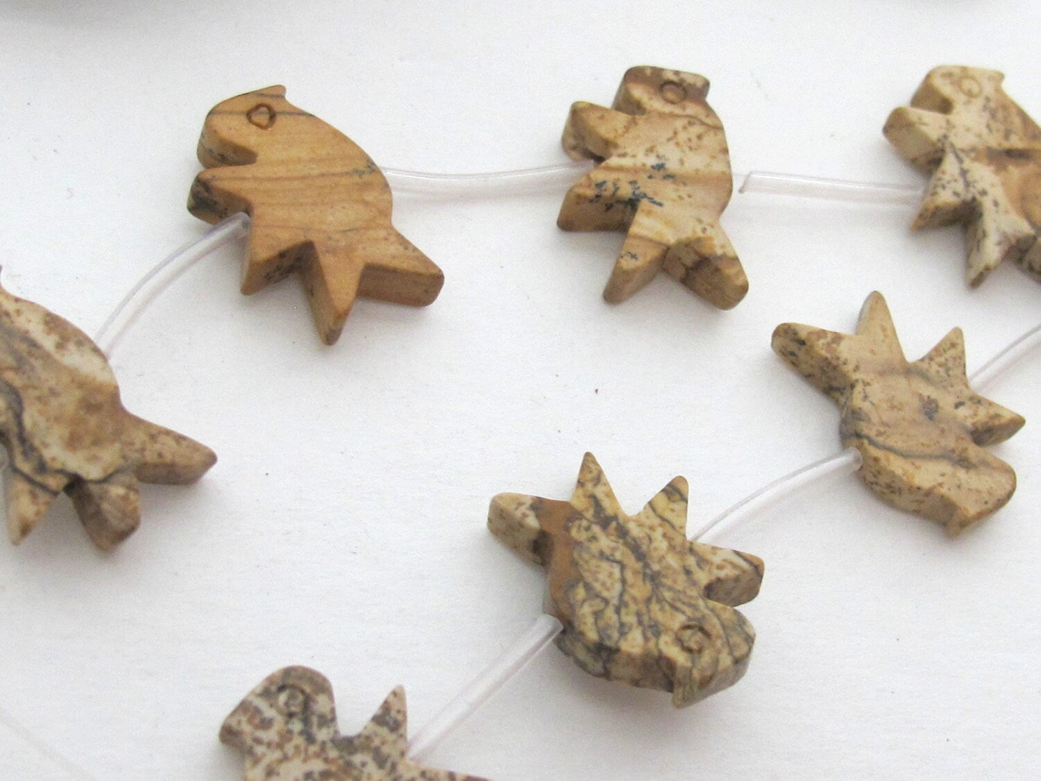 Carved Jasper bird gemstone beads - GM071- 2 beads