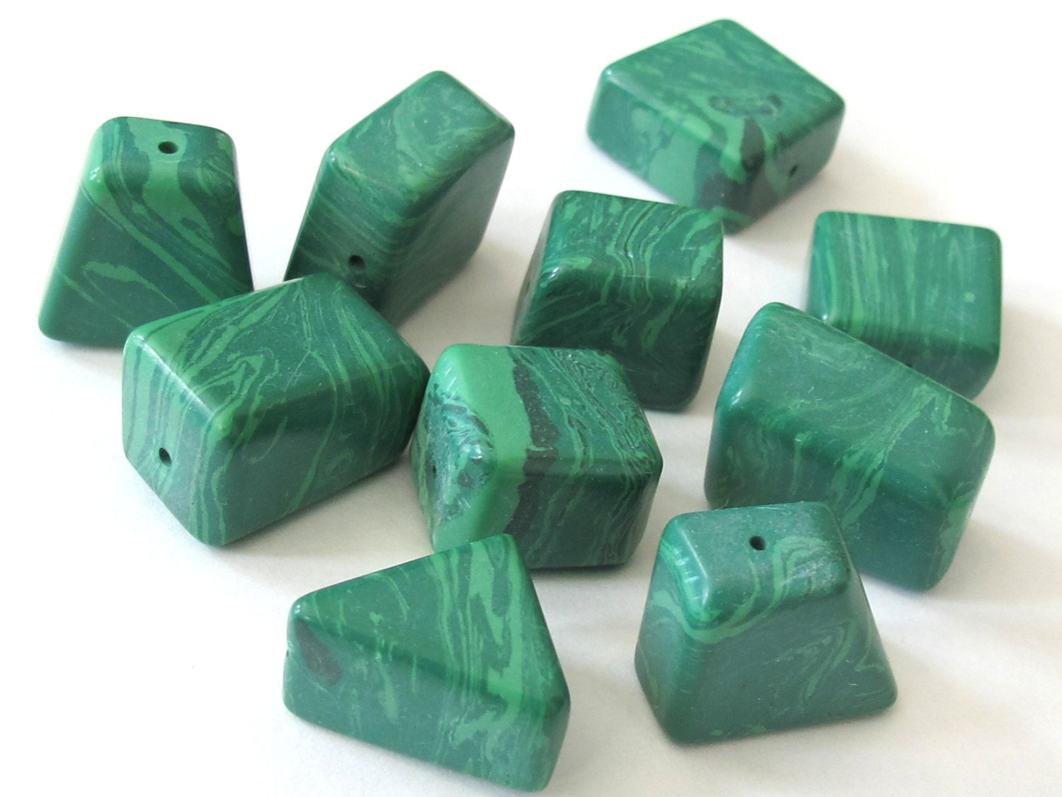 Malachite nugget beads - set of 4 - GM079
