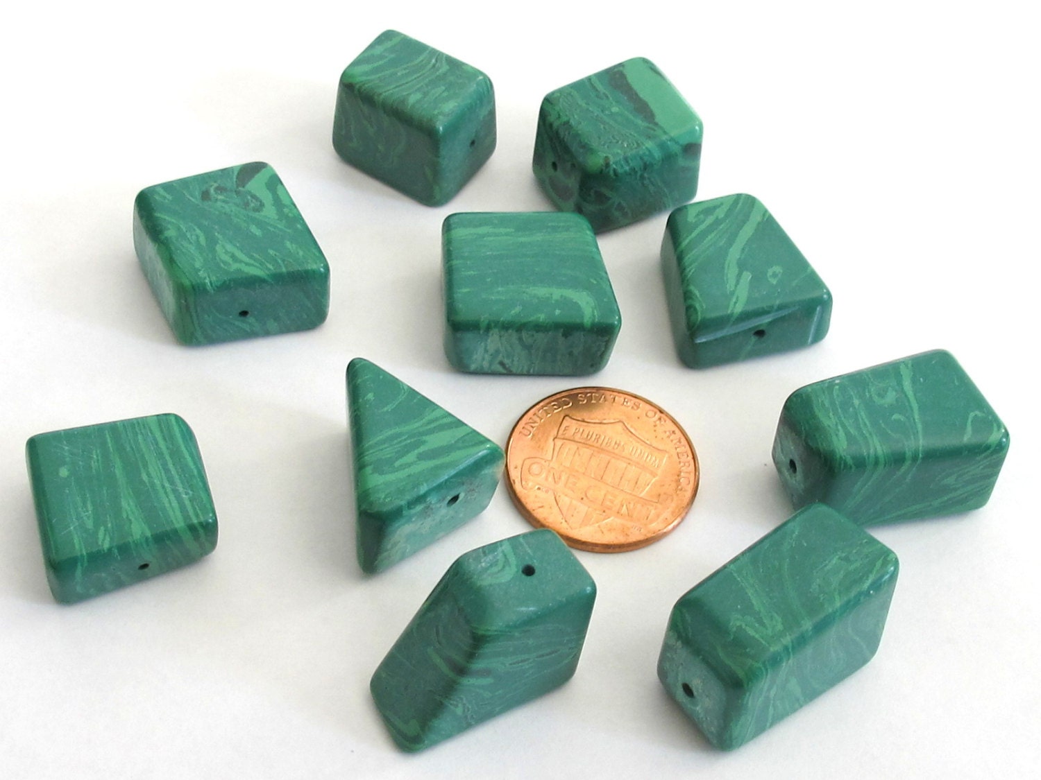 Malachite nugget beads - set of 4 - GM079