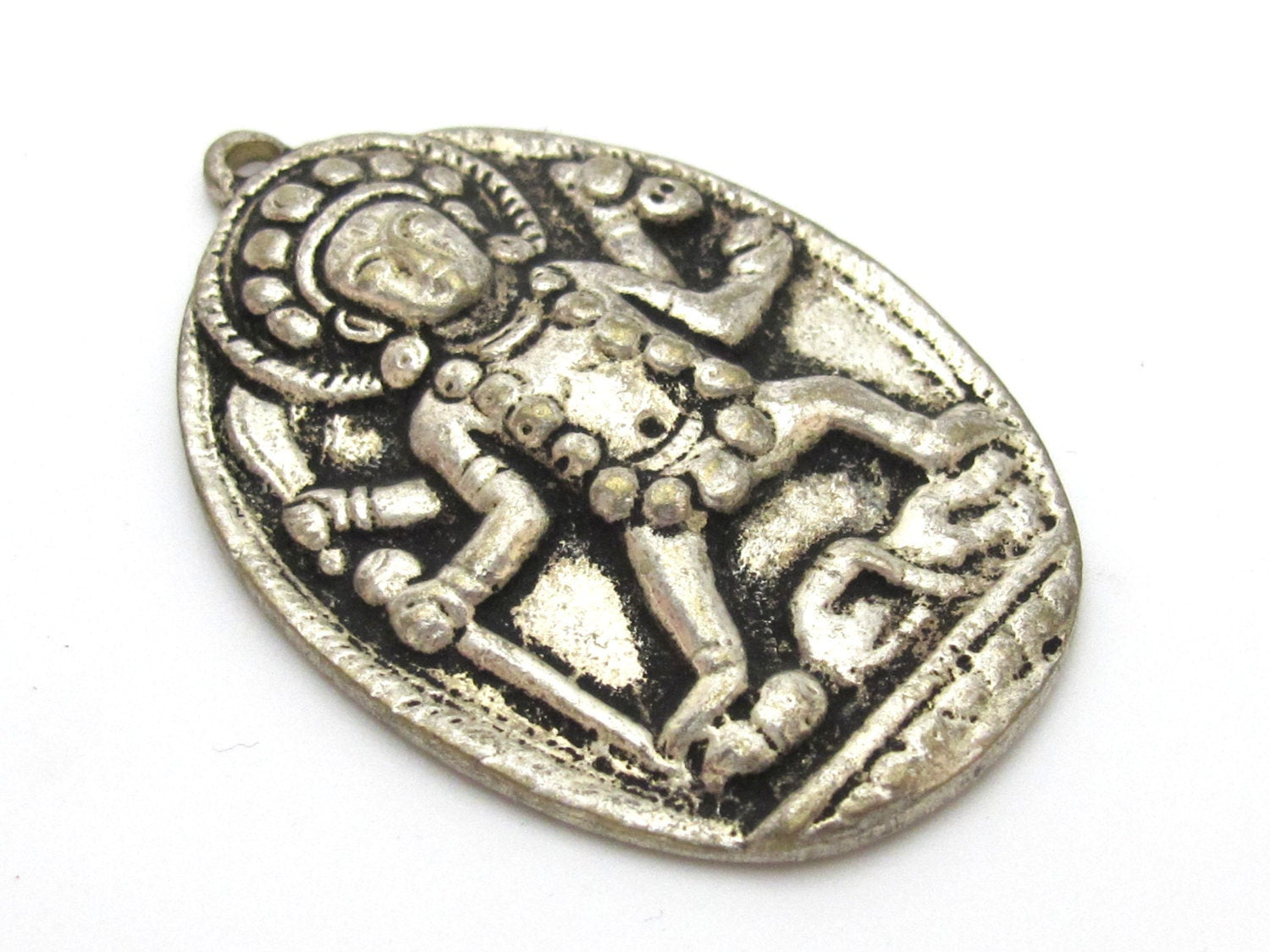 Antiqued silver color Oval shape Goddess Kali Shiva pendant from Nepal - CP015
