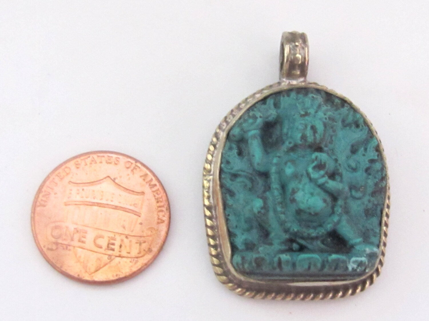 Tibetan Green Vajrapani boddhisattva pendant from Nepal - PM162B