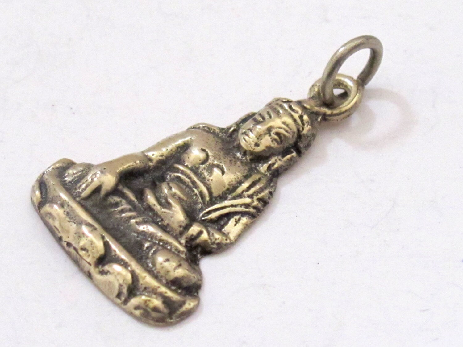 Tibetan brass Buddha charm pendant from Nepal - CP031D