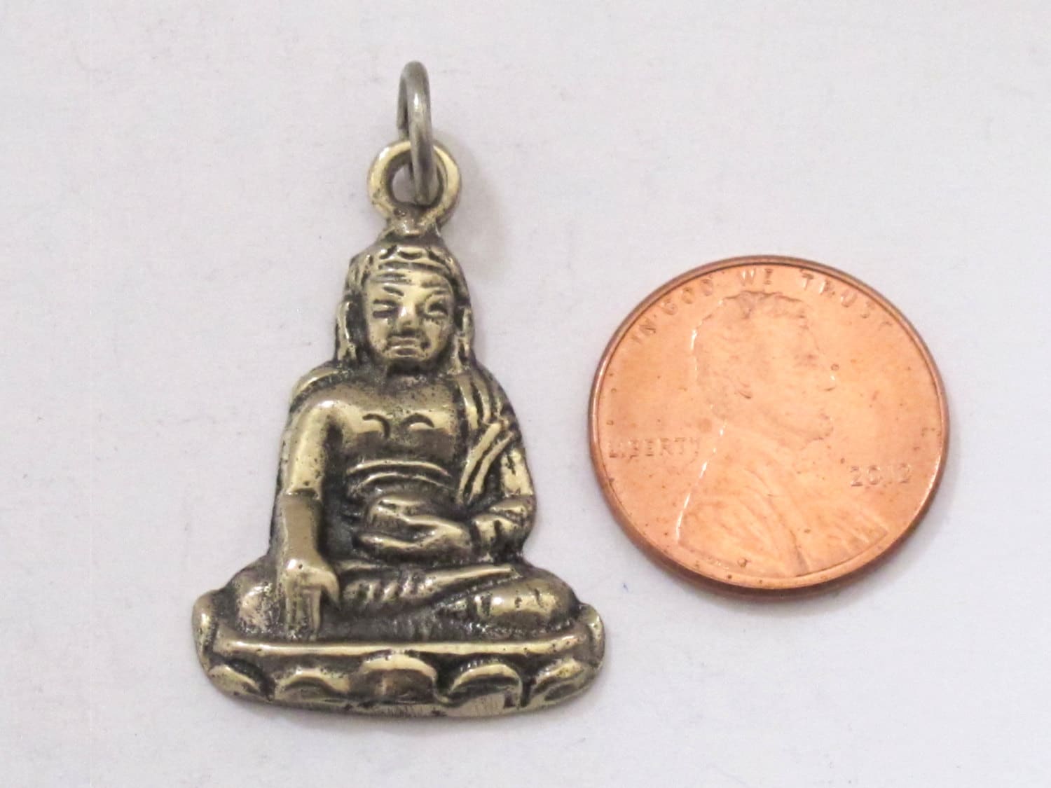 Tibetan brass Buddha charm pendant from Nepal - CP031D