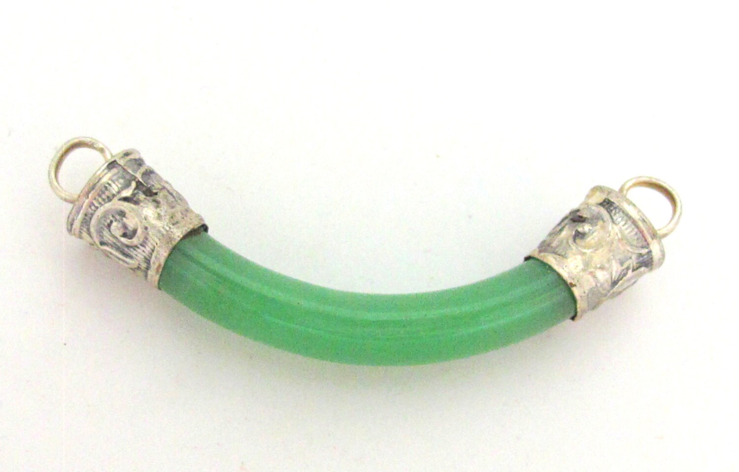 Crescent moon shape Tibetan Green agate curve bar pendant - 1 pendant - SP026B