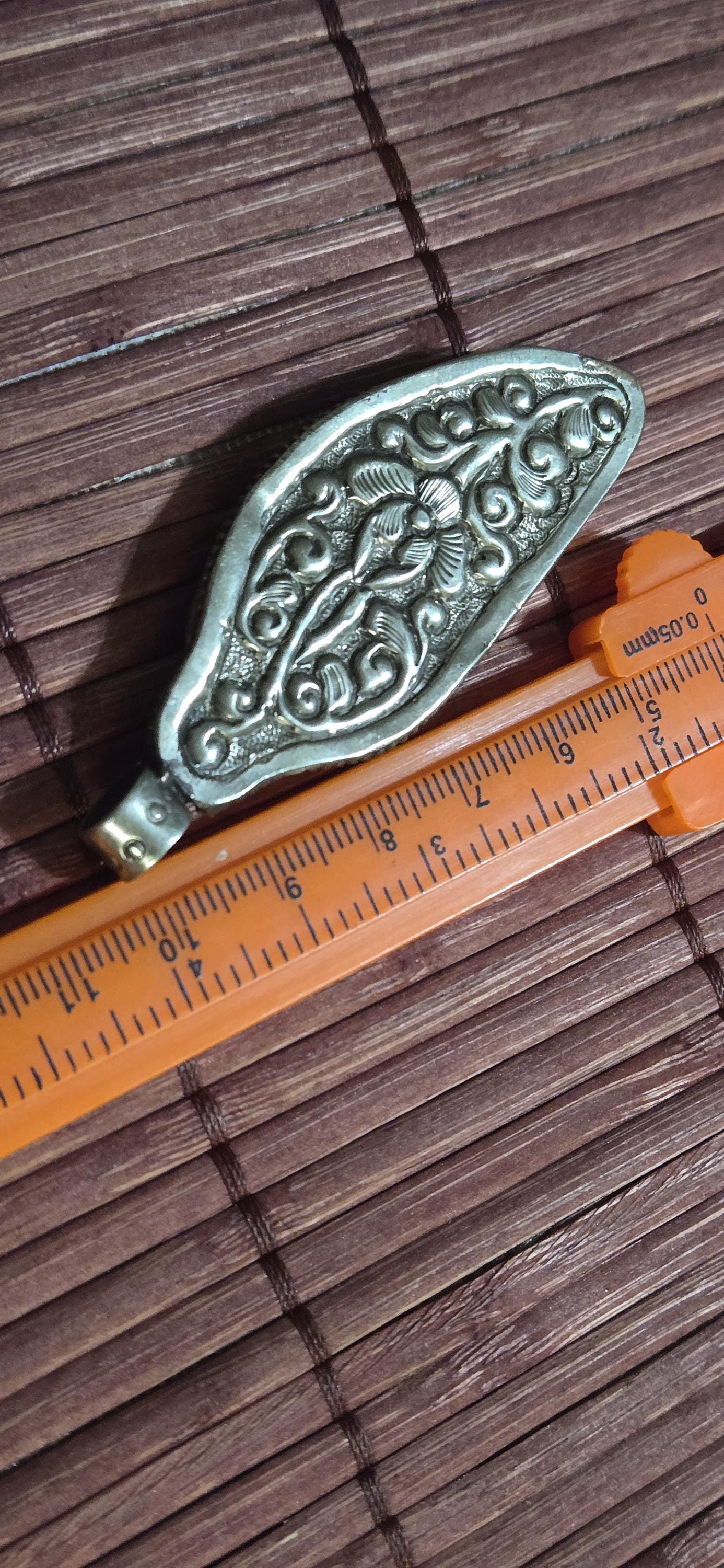 Lucky Feather recycled cattle bone carving pendant | Floral Back Design | Rustic Boho spiritual tribal amulet from Nepal - PM004E