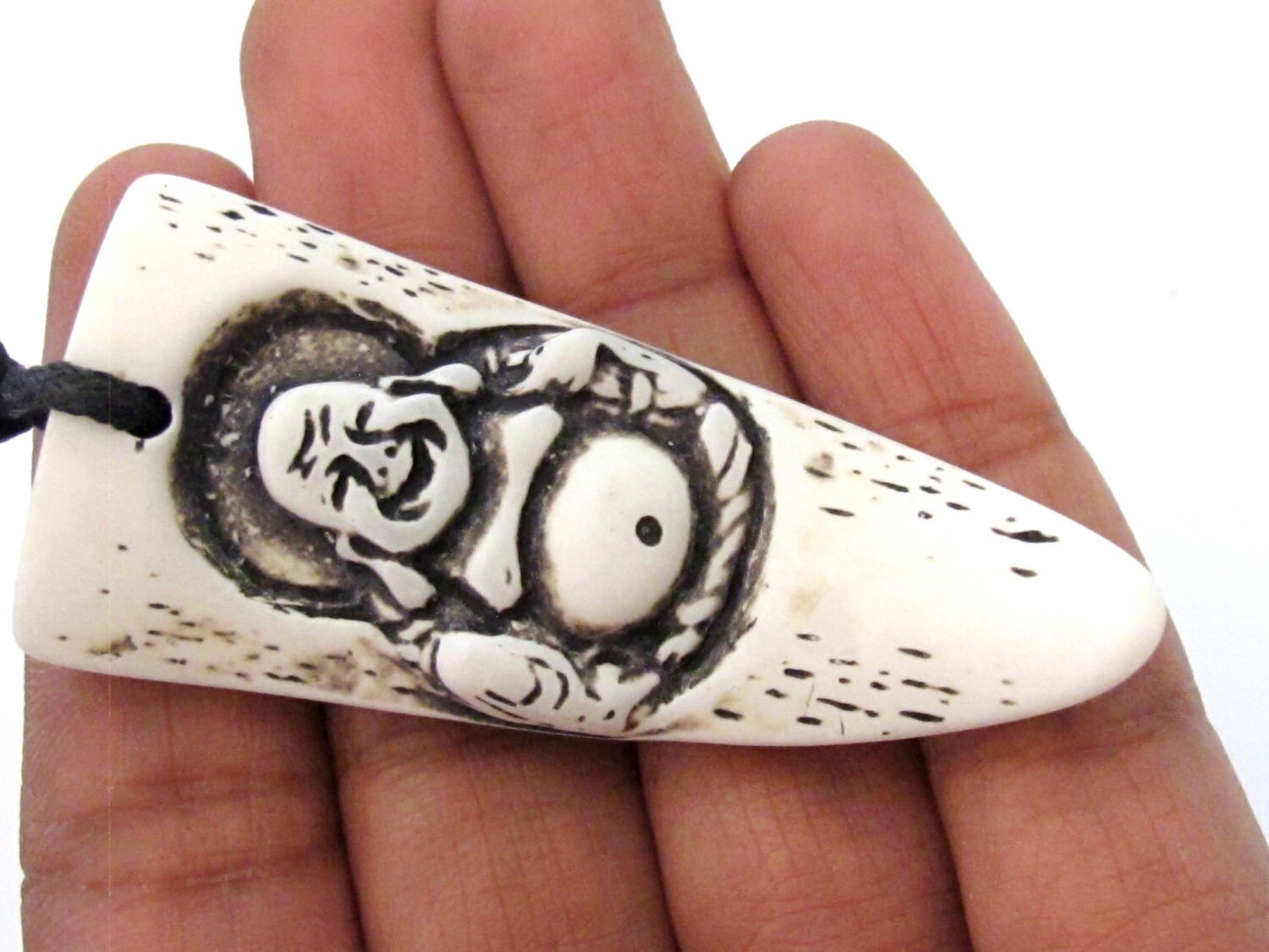 1 Pendant - Smiling Buddha design Large tooth shape resin pendant - PB086