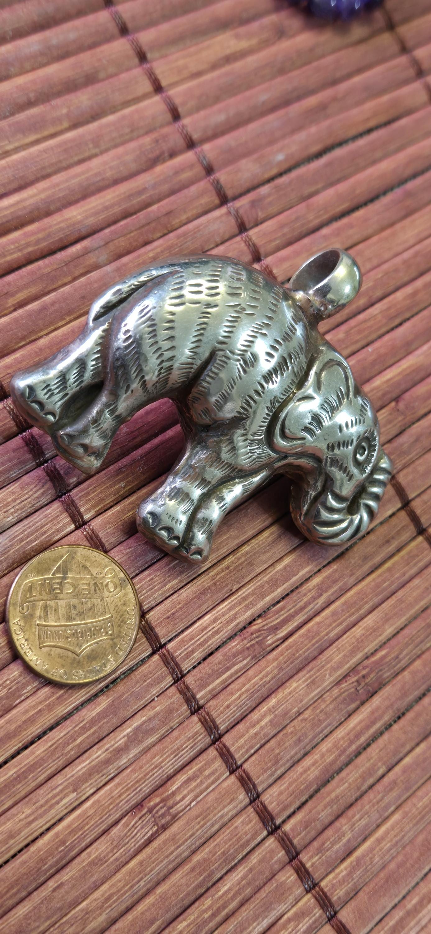 Tibetan Silver lucky Elephant Pendant with Pearl Inlay | Repousse Design | Large animal Nepal Pendant for Jewelry Making PM438F
