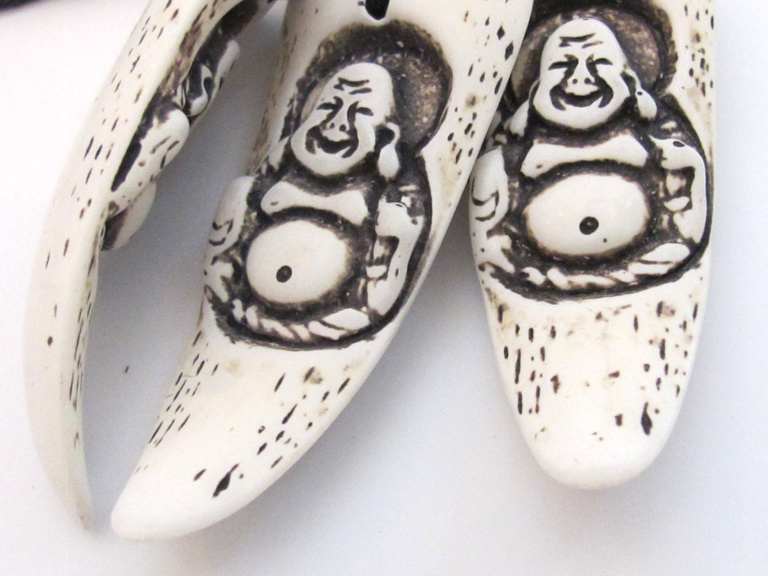 1 Pendant - Smiling Buddha design Large tooth shape resin pendant - PB086