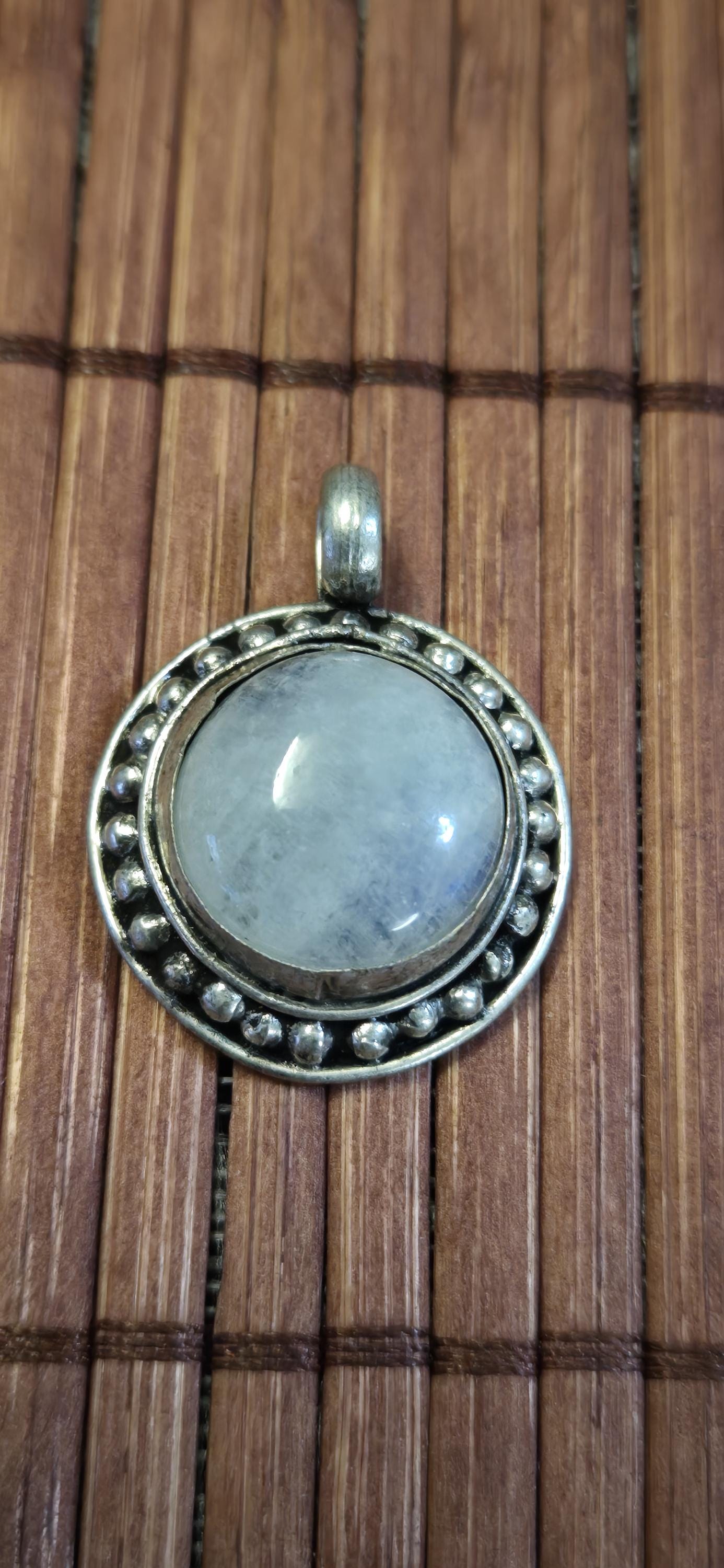 Tibetan Milky White Quartz gemstone Pendant | Himalayan Nepal Gemstone Amulet | PM439A