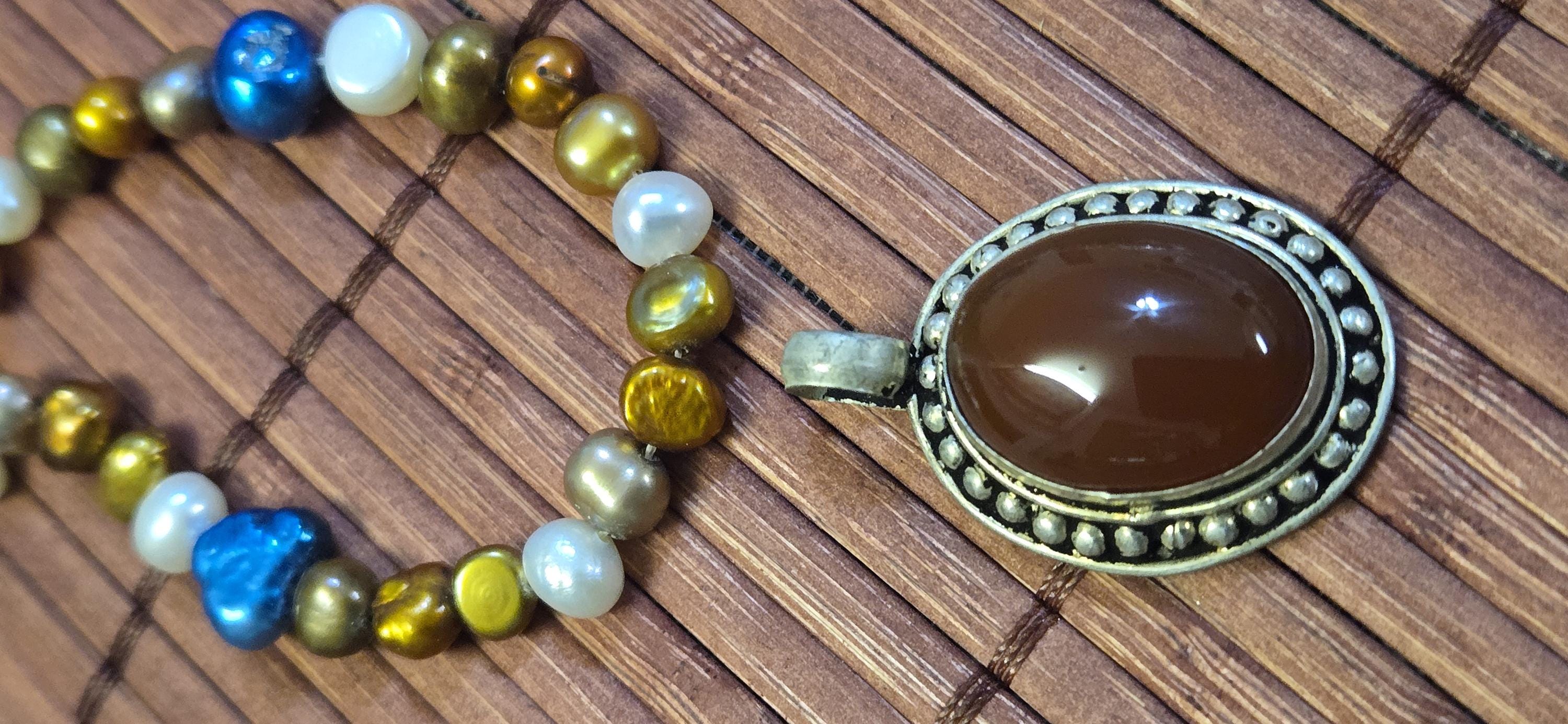 Oval shape Tibetan brown carnelian agate gemstone Pendant | Himalayan Nepal Gemstone Amulet | PM439C