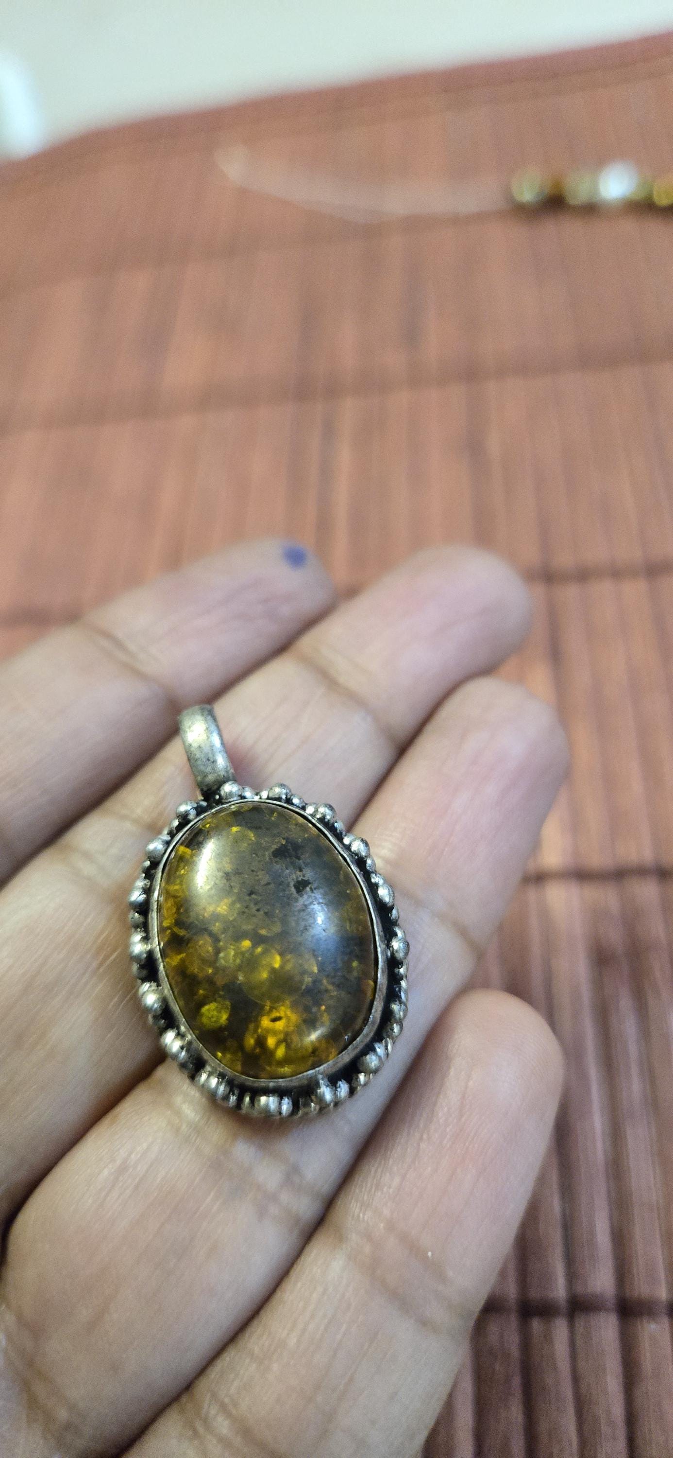 Honey yellow crackle resin Pendant | Tibetan Nepal resin Amulet jewelry making | PM439F