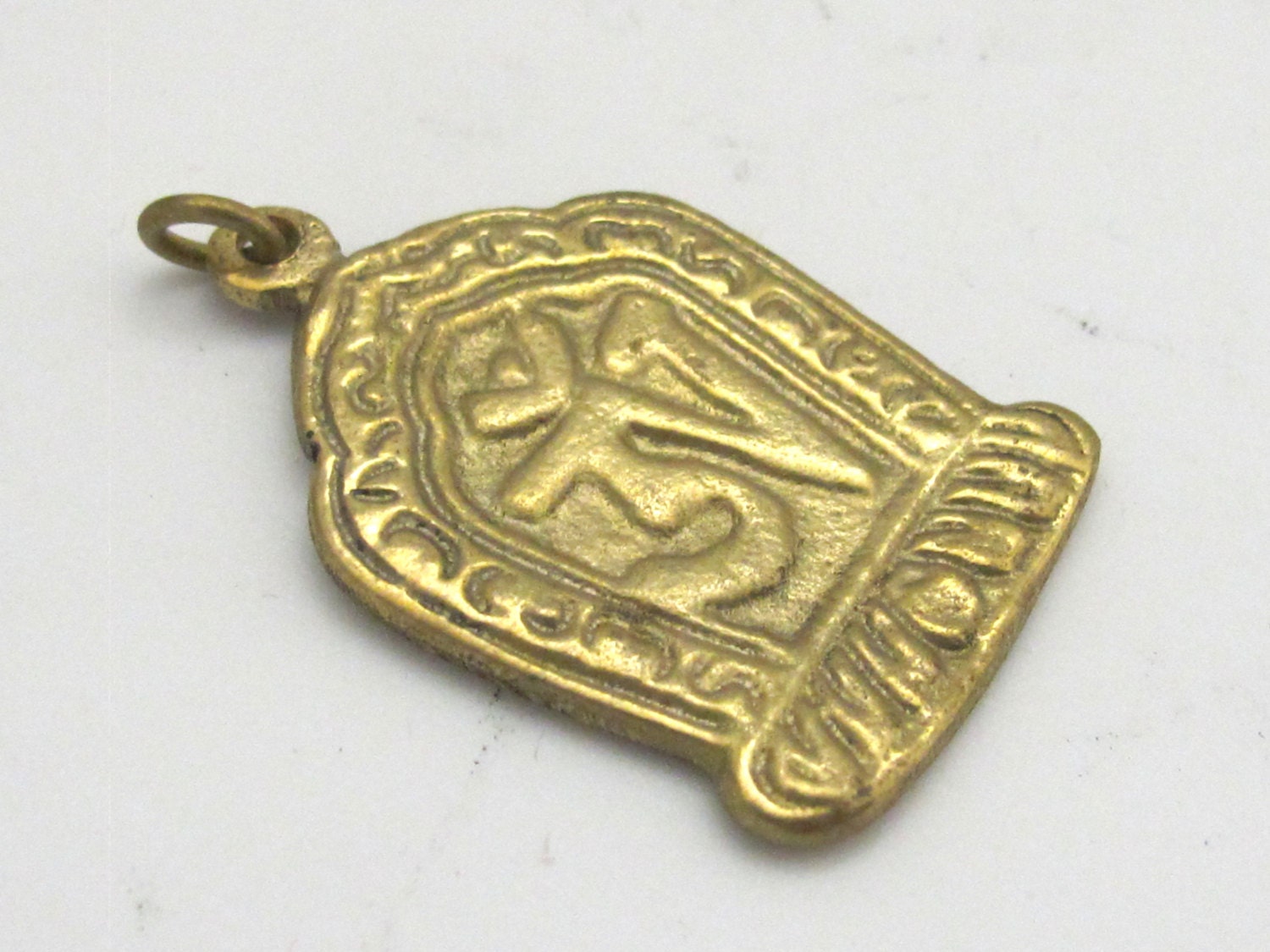 1 pendant - Beautiful Tibetan Om Brass pendant from Nepal - CP067