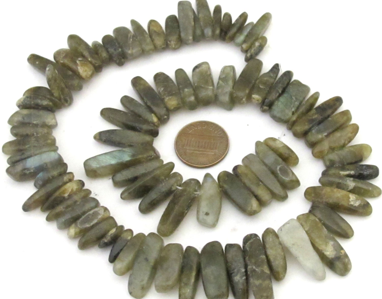 1 Full strand - Natural Labradorite stick beads Full Strand 15 inches - GM365